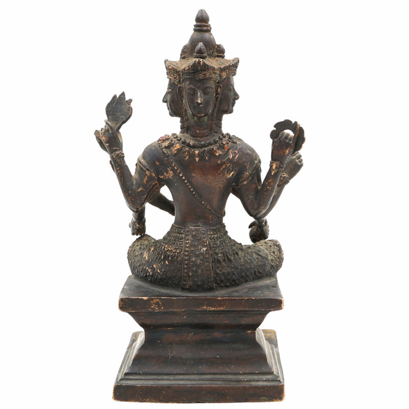 Brass Chaturmukha Brahma Idol – Handcrafted Peetal Murti of Vedanatha Prajapati for Puja, Home Temple & Vastu Decor,Black, 8.5 Inch, 1 Piece