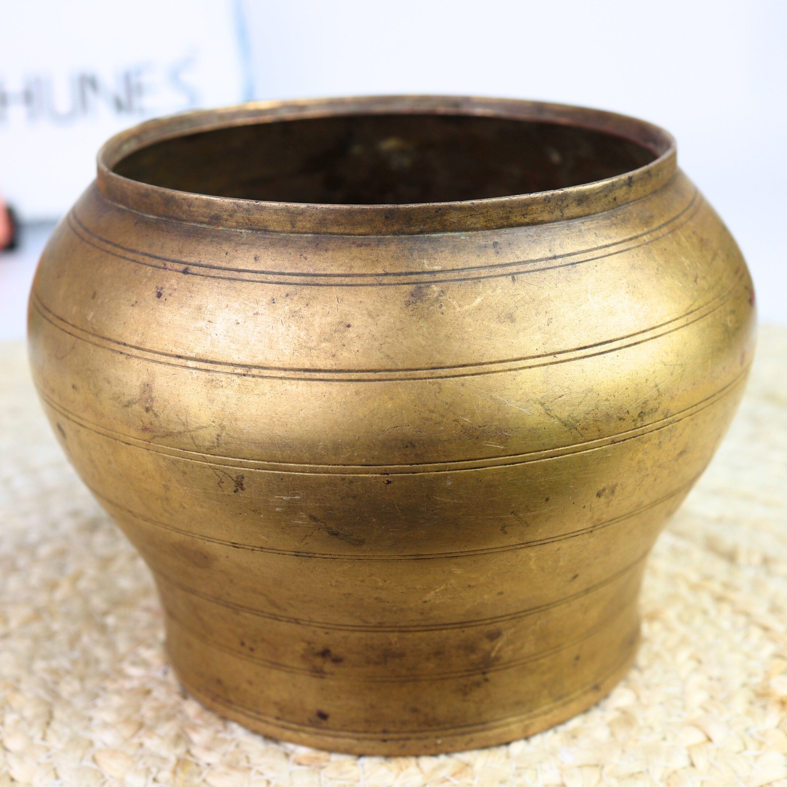 Bhunes Brass Antique Vintage Measuring Bowl – Traditional Handcrafted Kitchen & Decorative Collectible,Gold, 4.5 Inch, 1 Piece