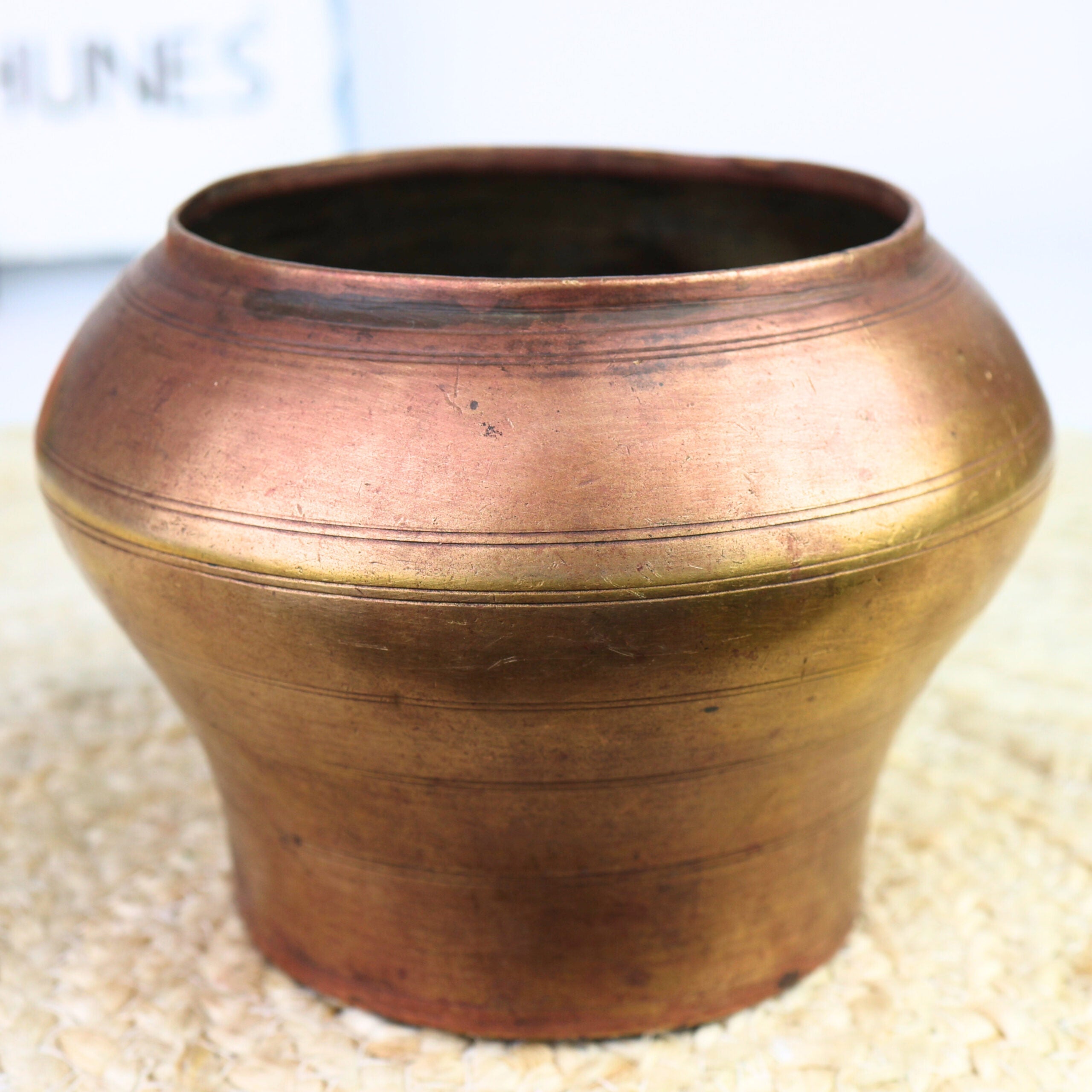Bhunes Brass Antique Vintage Measuring Bowl – Traditional Handcrafted Kitchen & Decorative Collectible,Gold, 4.5 Inch, 1 Piece