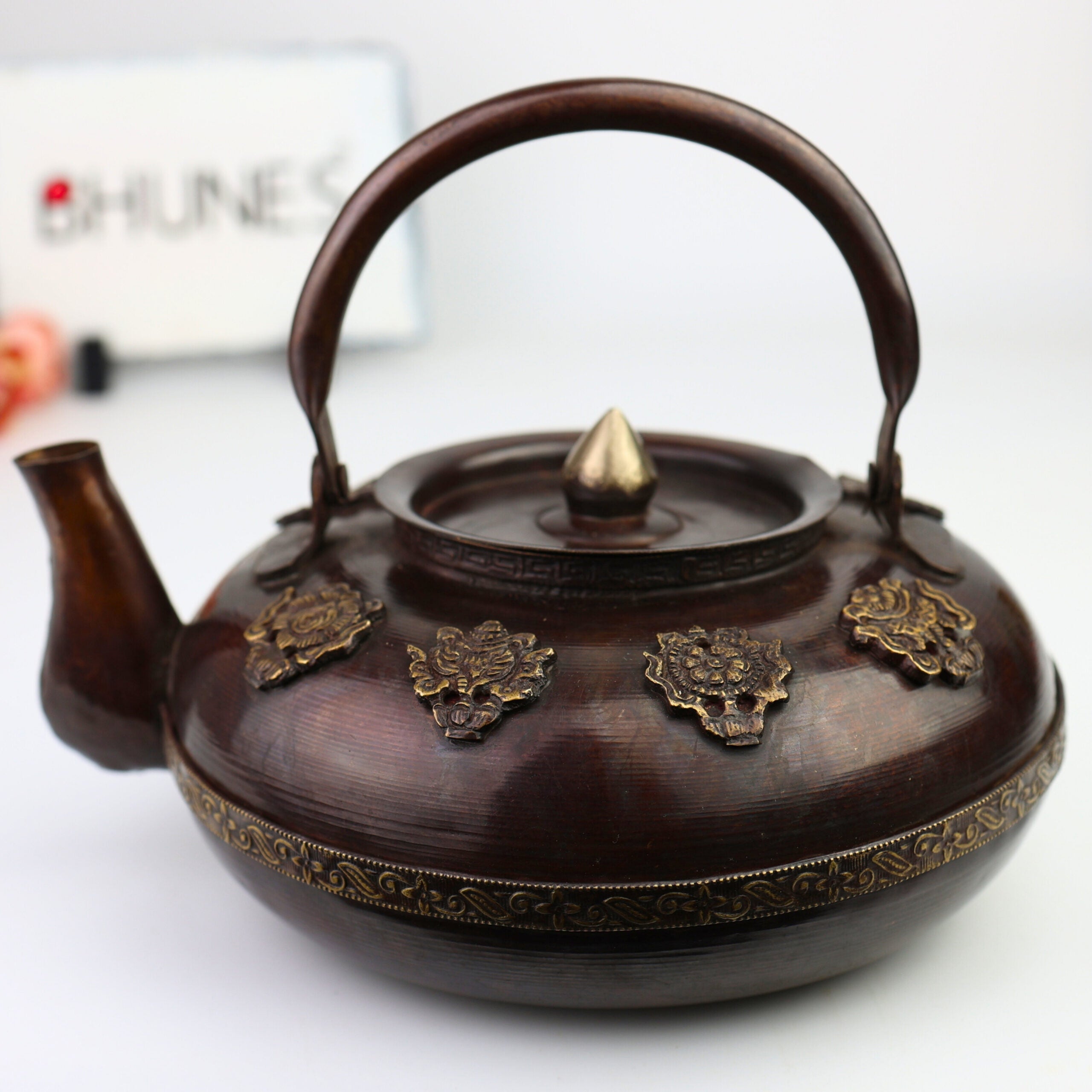Bhunes Bhunes Brass Surahi & Kettles – Vintage Ewer, Pitcher, Pot, Jug | Handcrafted Decorative Gift & Home Décor, Capacity: 400Ml,Brown, 6 Inch, 1 Piece