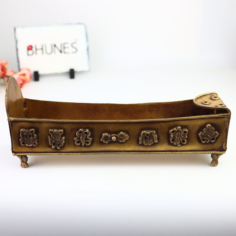 Bhunes Brass Incense Burner, Traditional Dhoop Dhani & Agarbatti Holder For Pooja & Aromatherapy,Gold, 4.5 Inch, 1 Piece