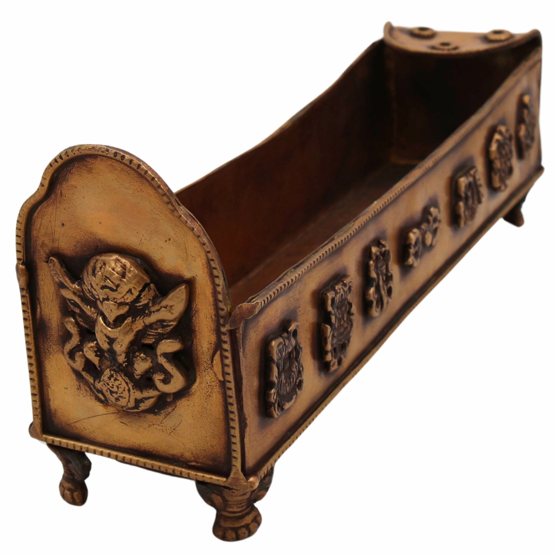 Bhunes Brass Incense Burner, Traditional Dhoop Dhani & Agarbatti Holder For Pooja & Aromatherapy,Gold, 4.5 Inch, 1 Piece