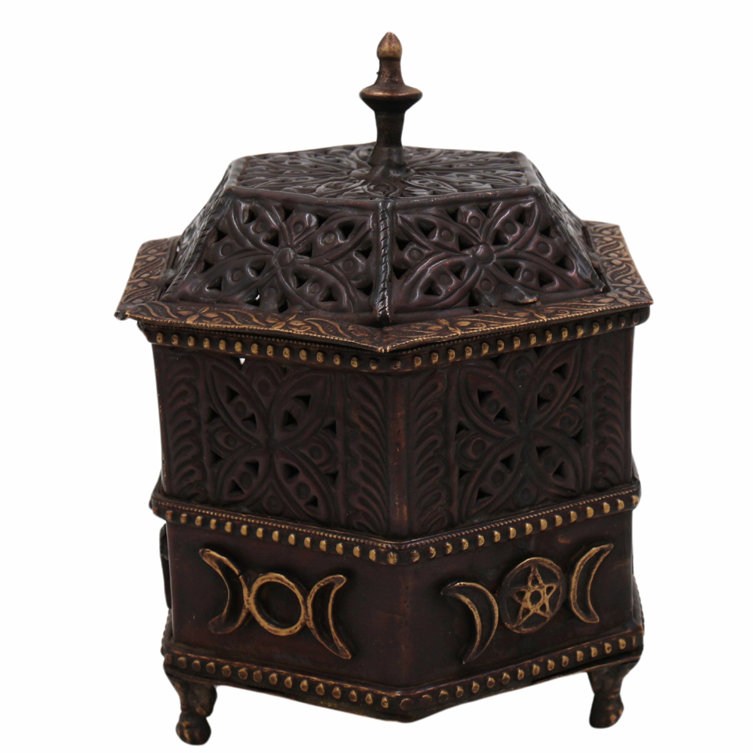 Bhunes Brass Incense Burner, Traditional Dhoop Burner & Dhup Dhani For Home, Islamic Incense Offering,Brown, 6.5 Inch, 1 Piece