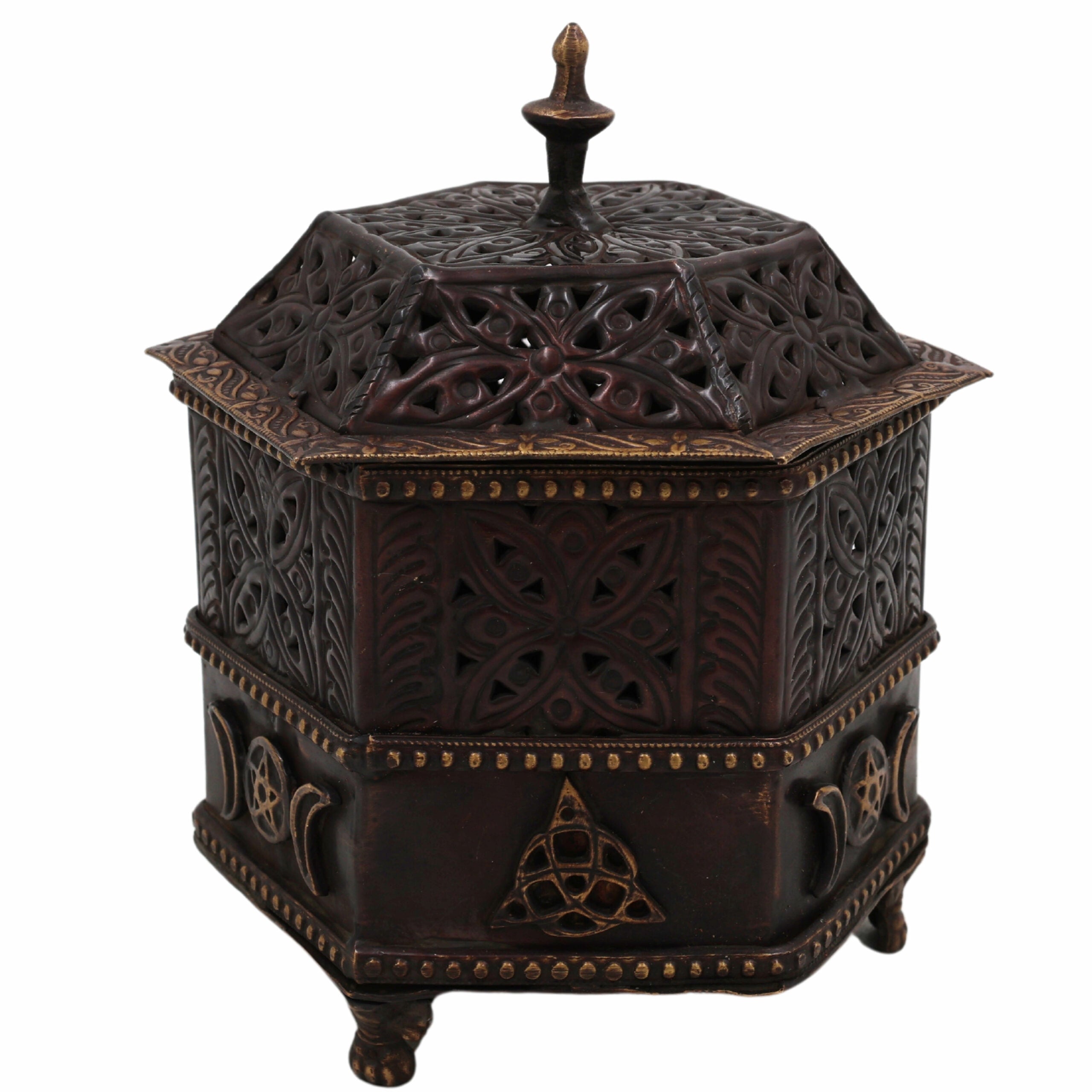 Bhunes Brass Incense Burner, Traditional Dhoop Burner & Dhup Dhani For Home, Islamic Incense Offering,Brown, 6.5 Inch, 1 Piece