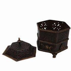Bhunes Brass Incense Burner, Traditional Dhoop Burner & Dhup Dhani For Home, Islamic Incense Offering,Brown, 6.5 Inch, 1 Piece