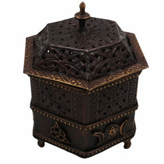 Bhunes Brass Incense Burner, Traditional Dhoop Burner & Dhup Dhani For Home, Islamic Incense Offering,Brown, 6.5 Inch, 1 Piece