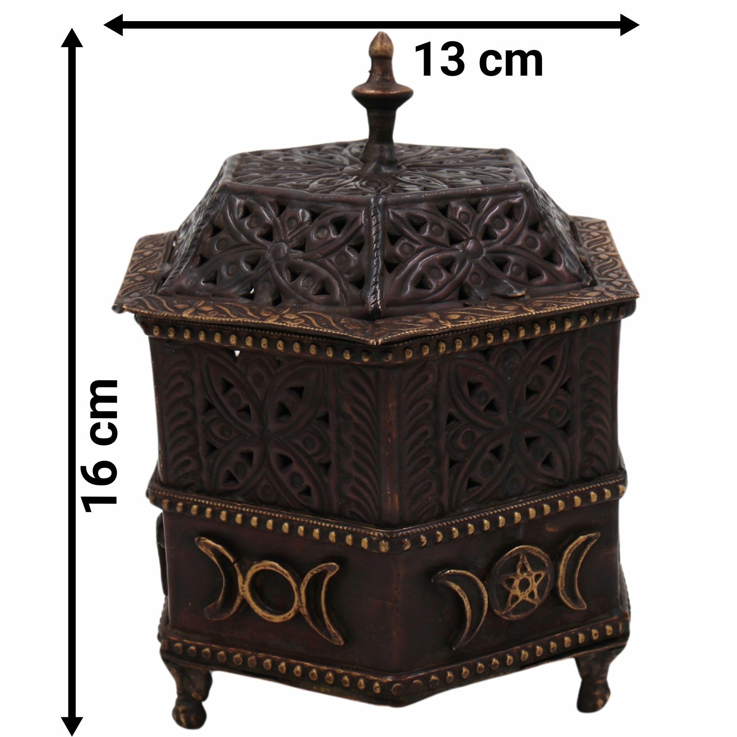 Bhunes Brass Incense Burner, Traditional Dhoop Burner & Dhup Dhani For Home, Islamic Incense Offering,Brown, 6.5 Inch, 1 Piece