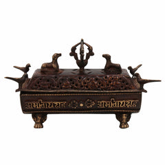 Bhunes Brass Incense Burner, Traditional Dhoop Dhani & Agarbatti Holder For Pooja & Aromatherapy,Brown, 4.5 Inch, 1 Piece