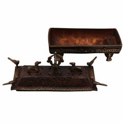 Bhunes Brass Incense Burner, Traditional Dhoop Dhani & Agarbatti Holder For Pooja & Aromatherapy,Brown, 4.5 Inch, 1 Piece