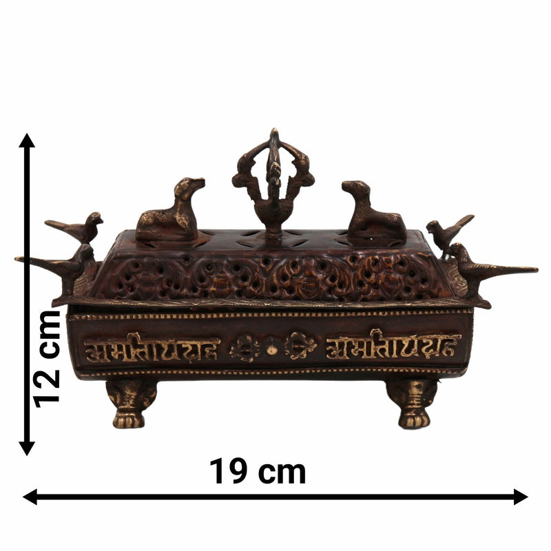 Bhunes Brass Incense Burner, Traditional Dhoop Dhani & Agarbatti Holder For Pooja & Aromatherapy,Brown, 4.5 Inch, 1 Piece