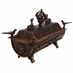 Bhunes Brass Incense Burner, Traditional Dhoop Dhani & Agarbatti Holder For Pooja & Aromatherapy,Brown, 4.5 Inch, 1 Piece