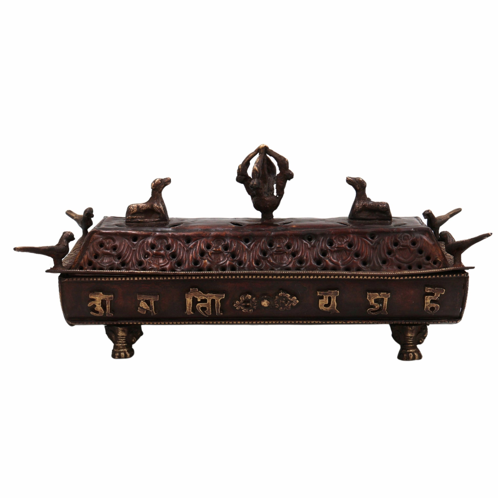 Bhunes Brass Incense Burner – Traditional Dhoop Dhani & Agarbatti Holder For Pooja & Aromatherapy,Brown, 4.5 Inch, 1 Piece