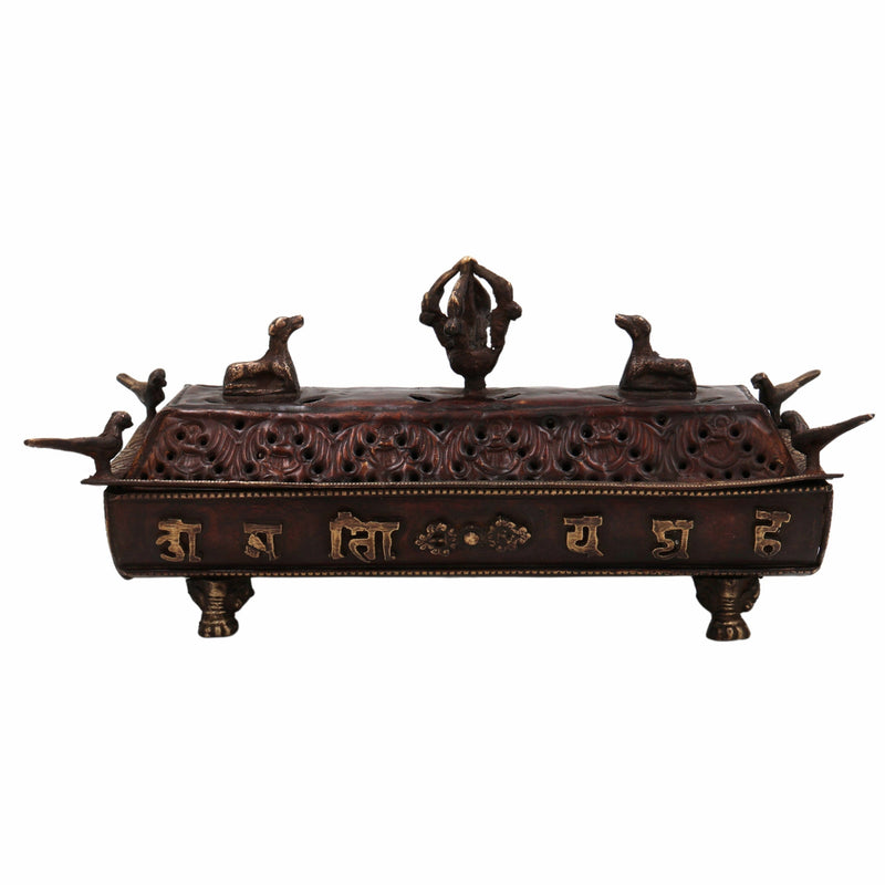Bhunes Brass Incense Burner – Traditional Dhoop Dhani & Agarbatti Holder For Pooja & Aromatherapy,Brown, 4.5 Inch, 1 Piece