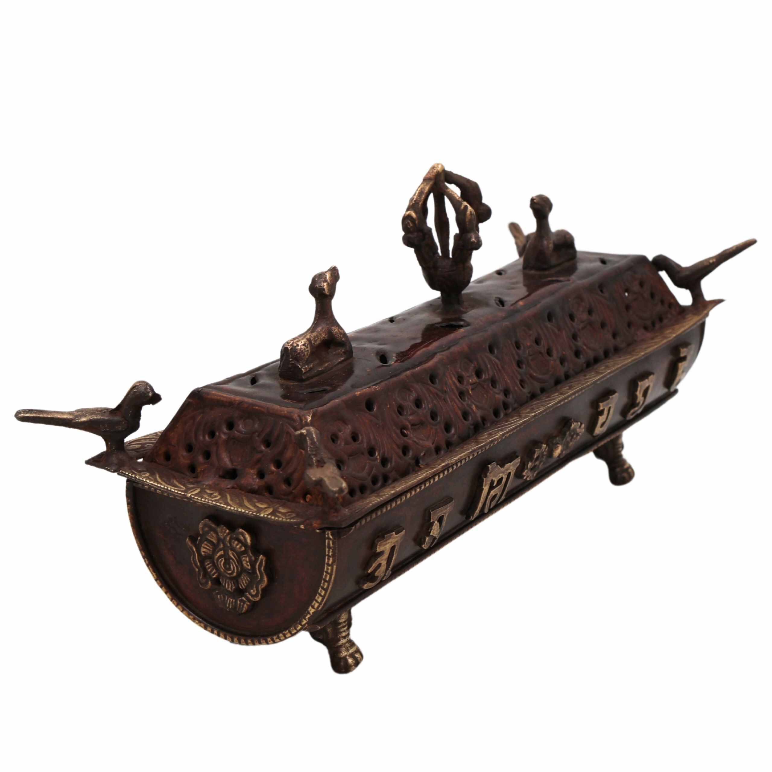 Bhunes Brass Incense Burner – Traditional Dhoop Dhani & Agarbatti Holder For Pooja & Aromatherapy,Brown, 4.5 Inch, 1 Piece