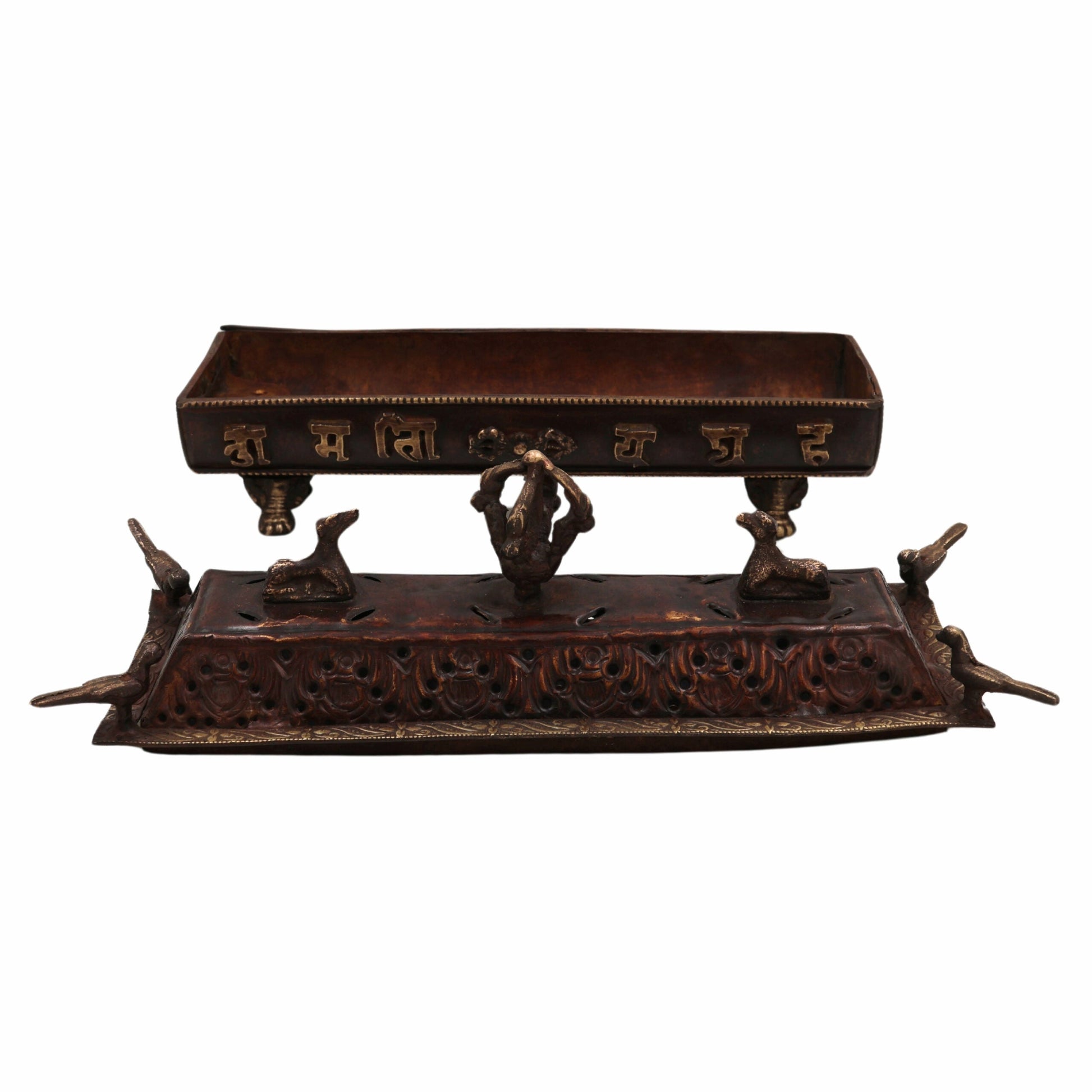 Bhunes Brass Incense Burner – Traditional Dhoop Dhani & Agarbatti Holder For Pooja & Aromatherapy,Brown, 4.5 Inch, 1 Piece