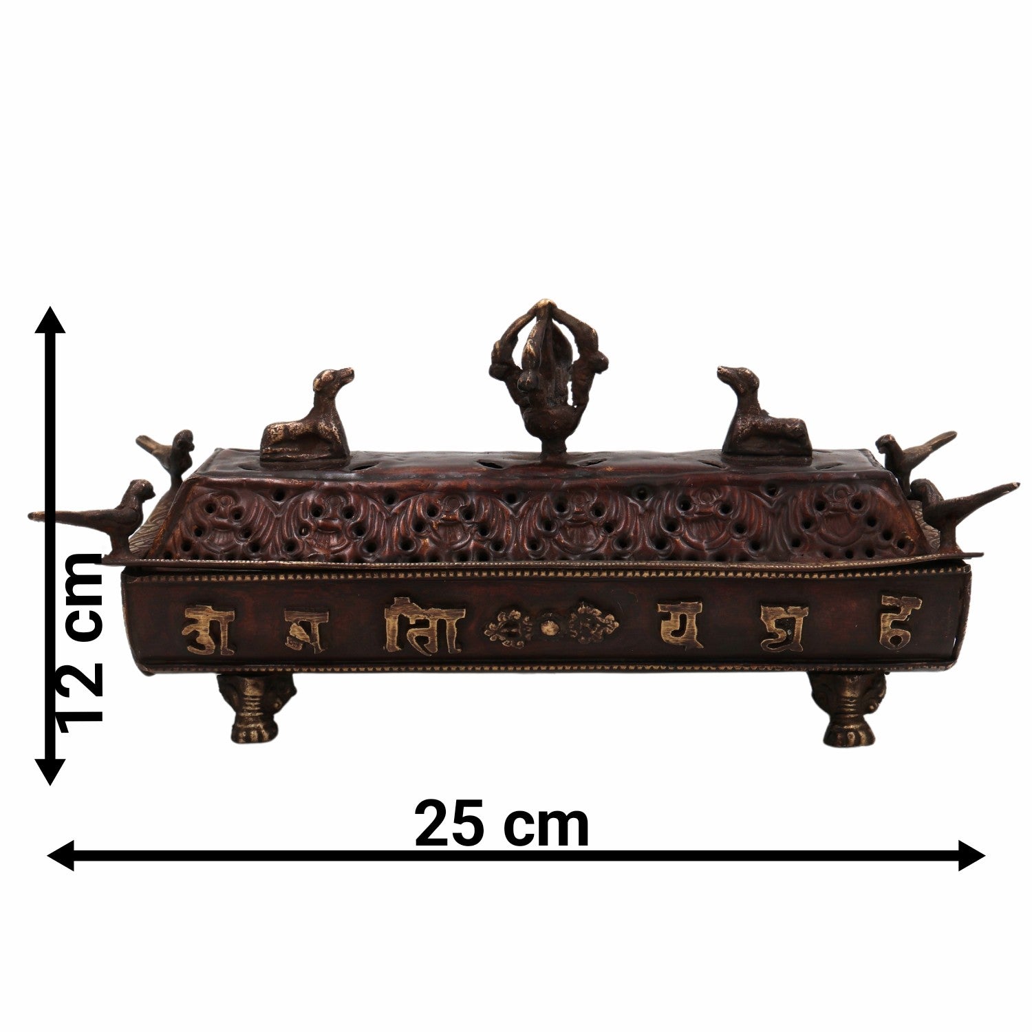 Bhunes Brass Incense Burner – Traditional Dhoop Dhani & Agarbatti Holder For Pooja & Aromatherapy,Brown, 4.5 Inch, 1 Piece