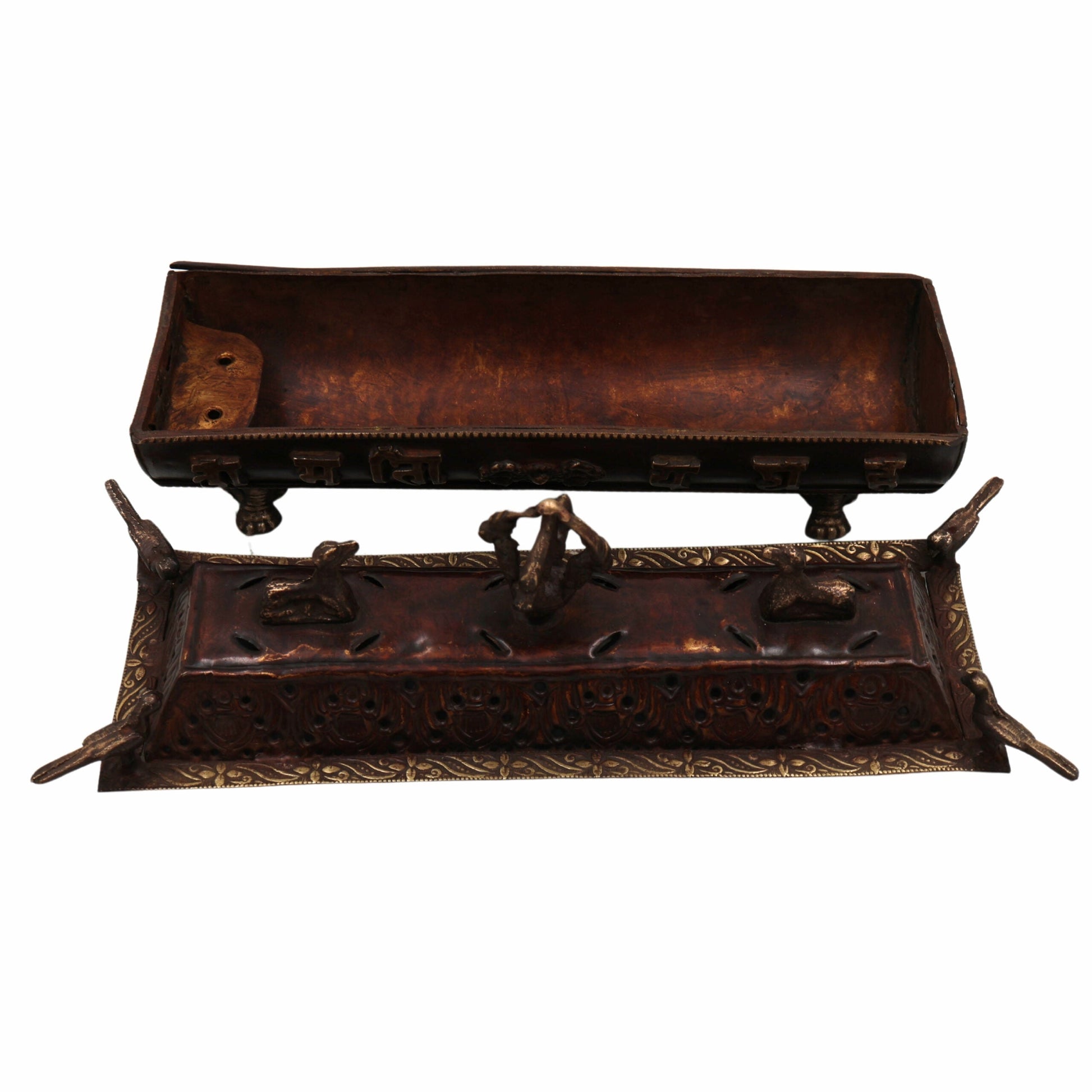 Bhunes Brass Incense Burner – Traditional Dhoop Dhani & Agarbatti Holder For Pooja & Aromatherapy,Brown, 4.5 Inch, 1 Piece