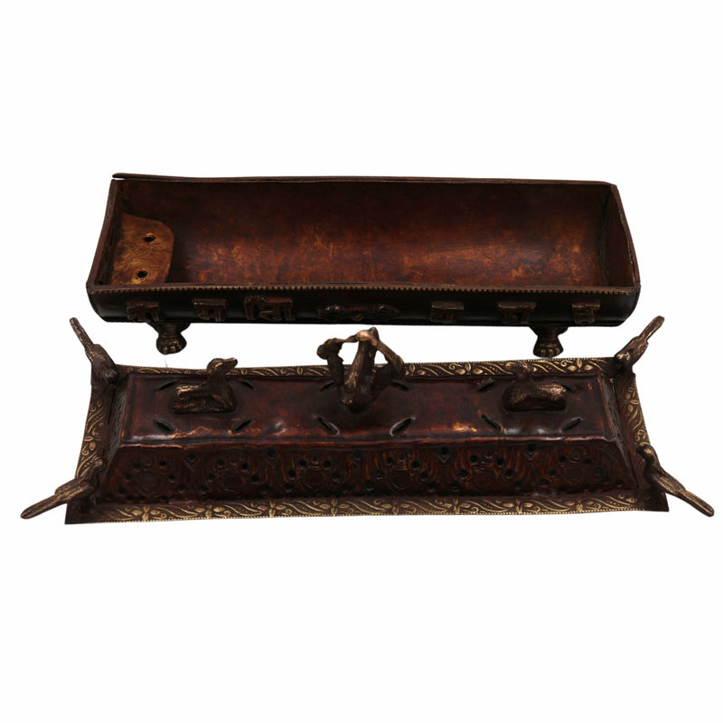 Bhunes Brass Incense Burner – Traditional Dhoop Dhani & Agarbatti Holder For Pooja & Aromatherapy,Brown, 4.5 Inch, 1 Piece