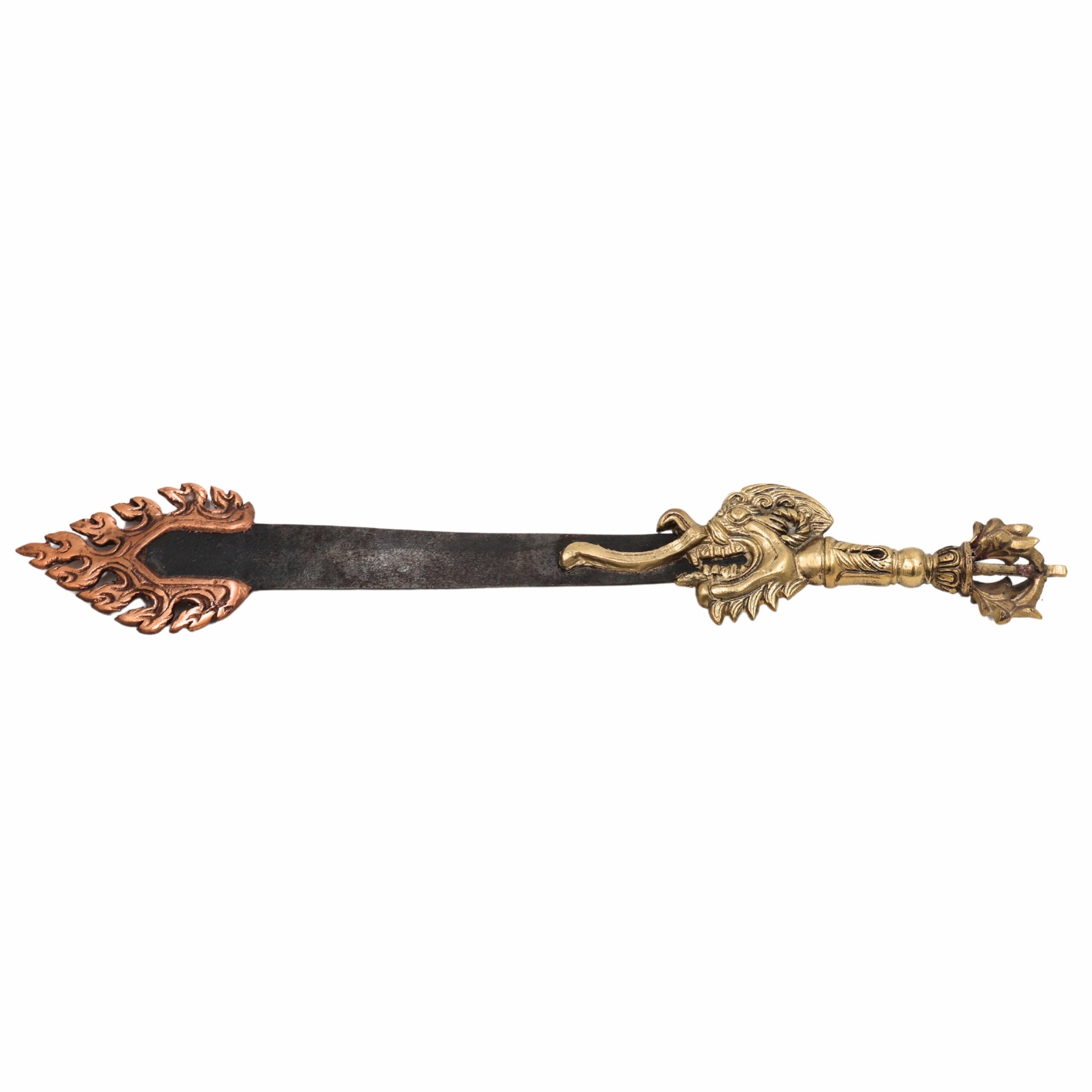 Brass Phurba Vajra, Tibetan Dorje Kila Dagger, Vajrakilaya Pooja for Tantra, Feng Shui & Protection, 15.5 Inch, 1 Piece