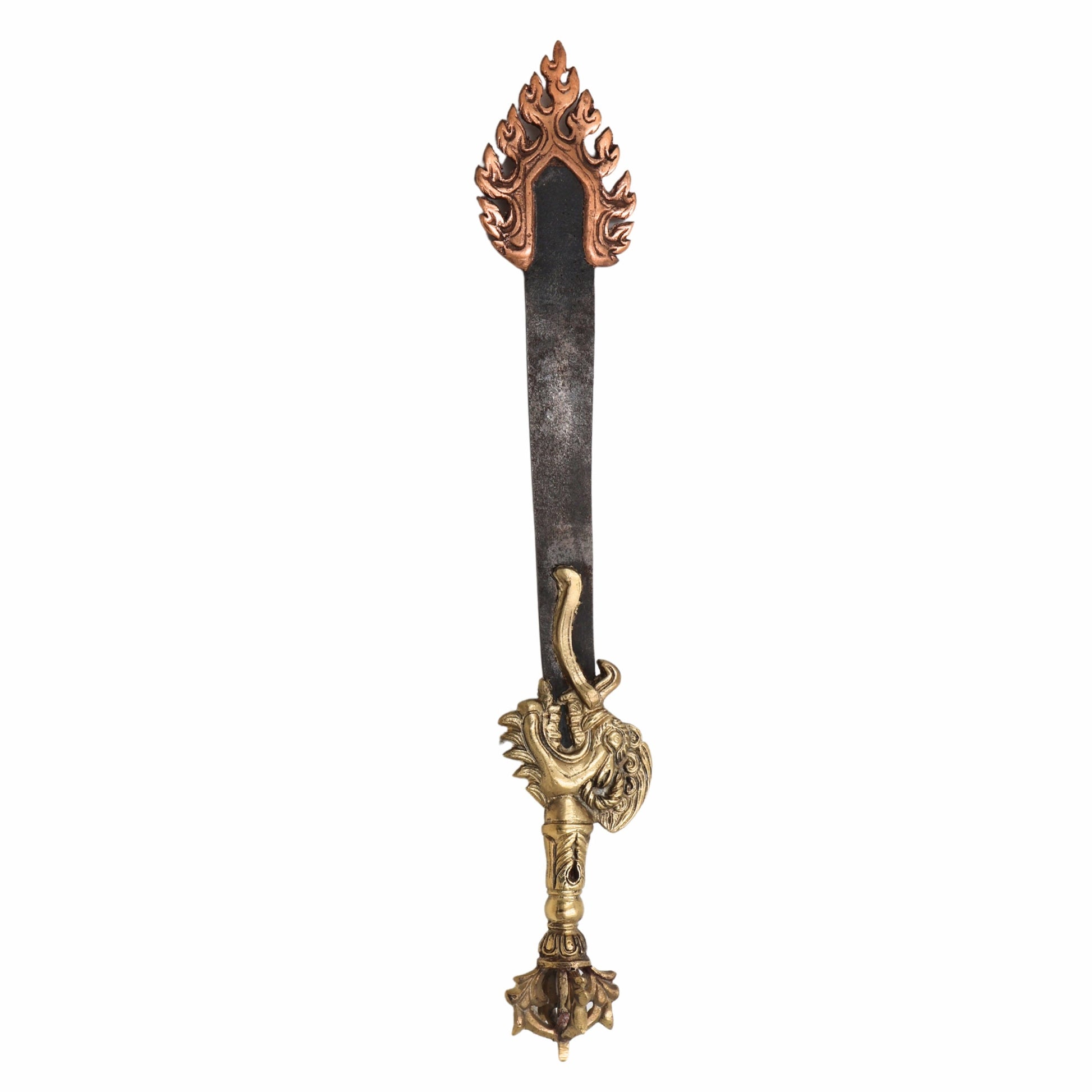 Brass Phurba Vajra, Tibetan Dorje Kila Dagger, Vajrakilaya Pooja for Tantra, Feng Shui & Protection, 15.5 Inch, 1 Piece