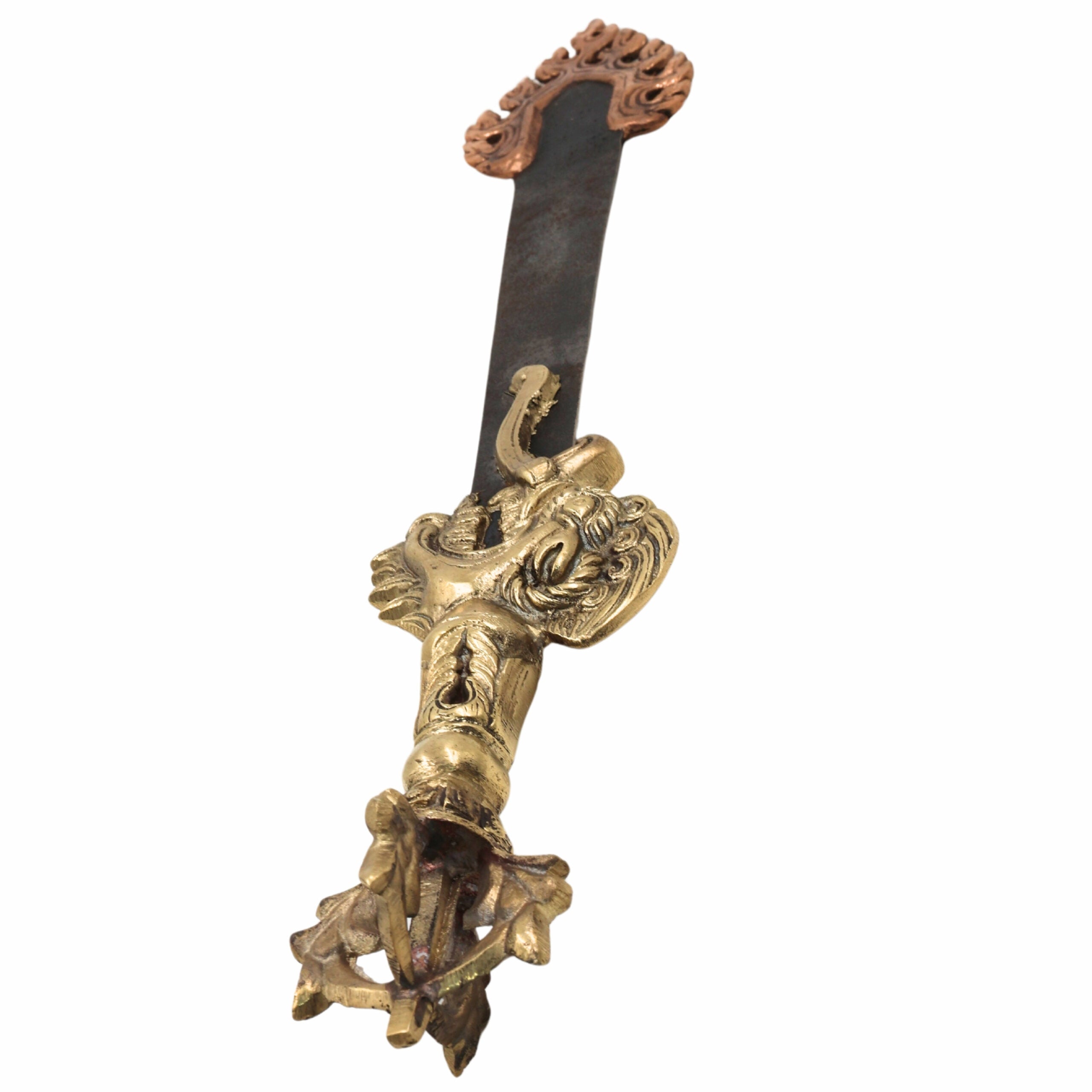 Brass Phurba Vajra, Tibetan Dorje Kila Dagger, Vajrakilaya Pooja for Tantra, Feng Shui & Protection, 15.5 Inch, 1 Piece