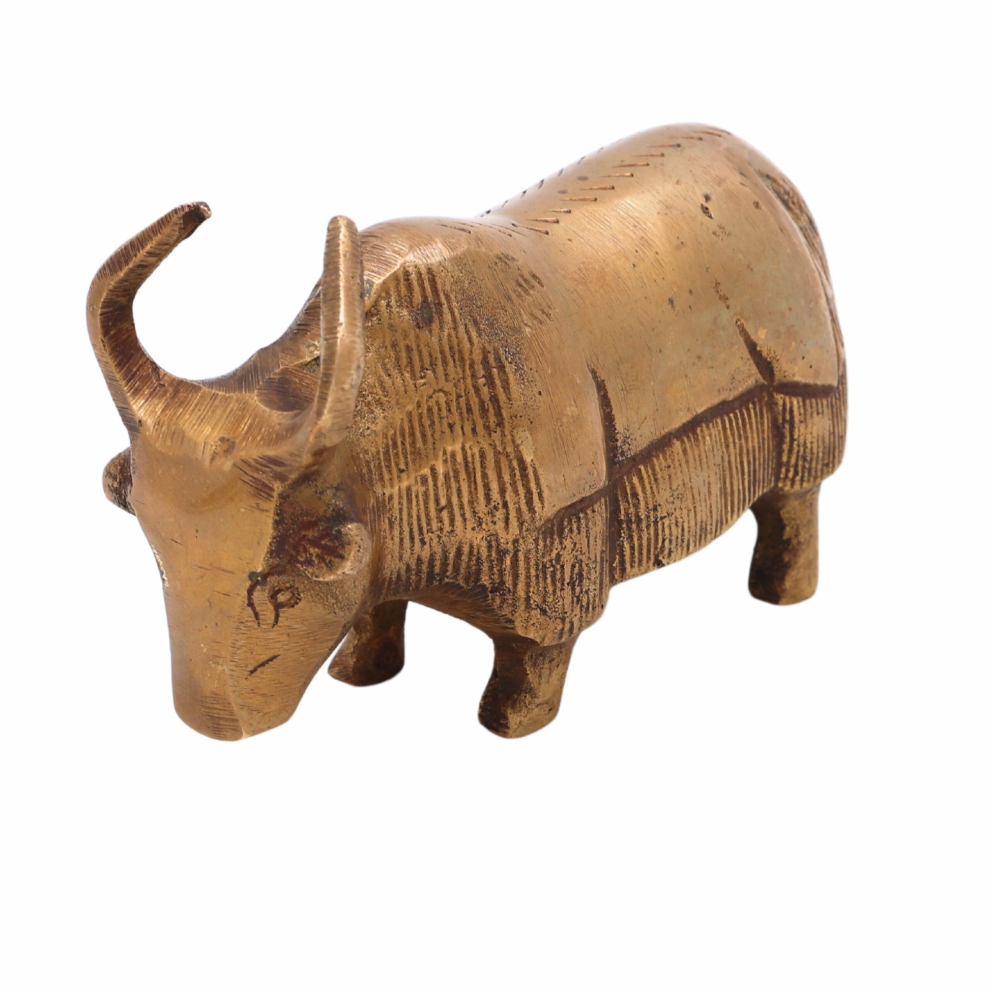 Handcrafted Brass Yak Sculpture – Himalayan Animal Figurine, Antique Brass Home Décor, Strength & Prosperity Symbol,Gold, 2.5 Inch, 1 Piece