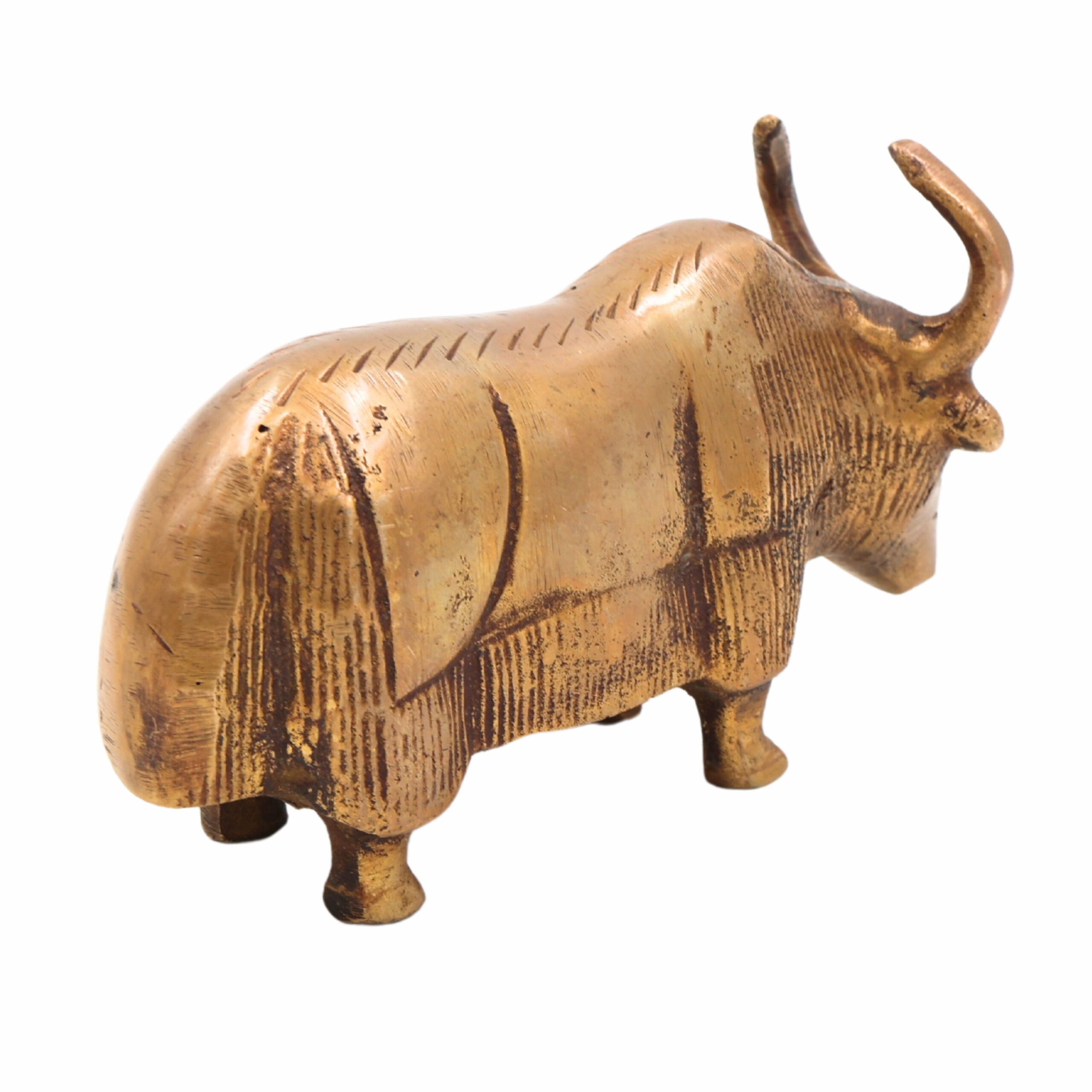 Handcrafted Brass Yak Sculpture – Himalayan Animal Figurine, Antique Brass Home Décor, Strength & Prosperity Symbol,Gold, 2.5 Inch, 1 Piece