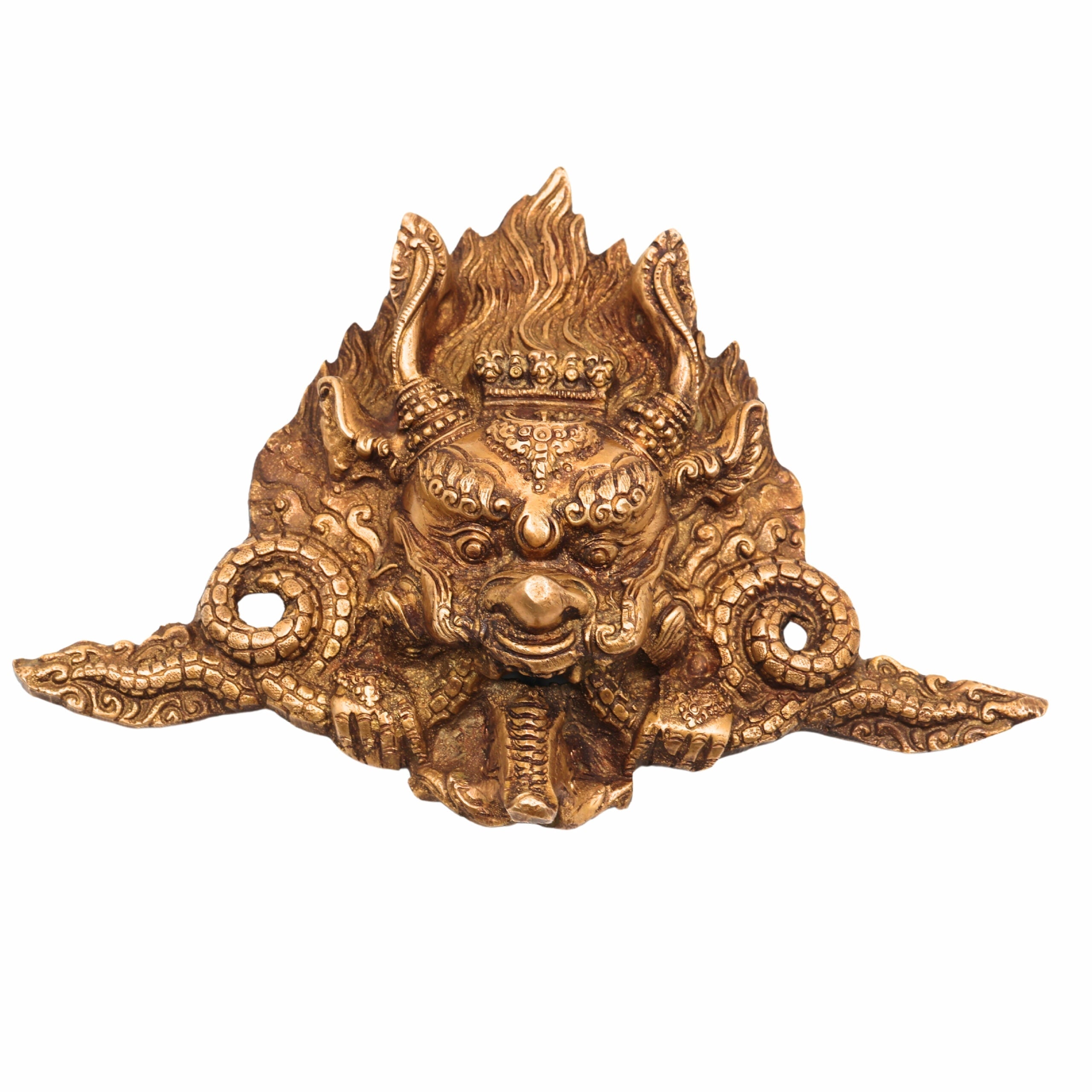 Brass Cheppu Mask Garuda Wall Hanging – Traditional Theyyam Bhoota Kola Face Idol for Home Décor, Pooja & Temple Sculpture,Gold, 7 Inch, 1 Piece