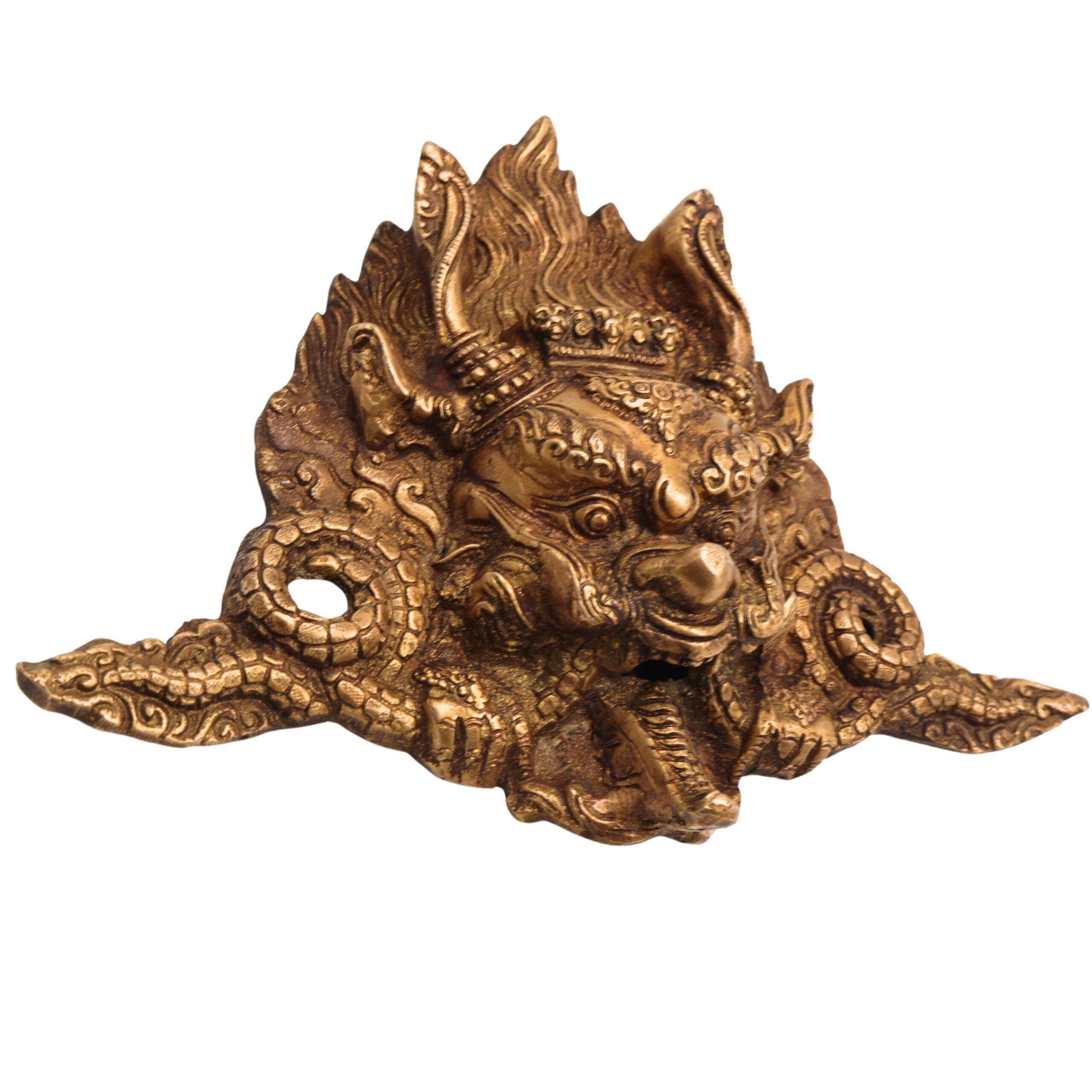 Brass Cheppu Mask Garuda Wall Hanging – Traditional Theyyam Bhoota Kola Face Idol for Home Décor, Pooja & Temple Sculpture,Gold, 7 Inch, 1 Piece