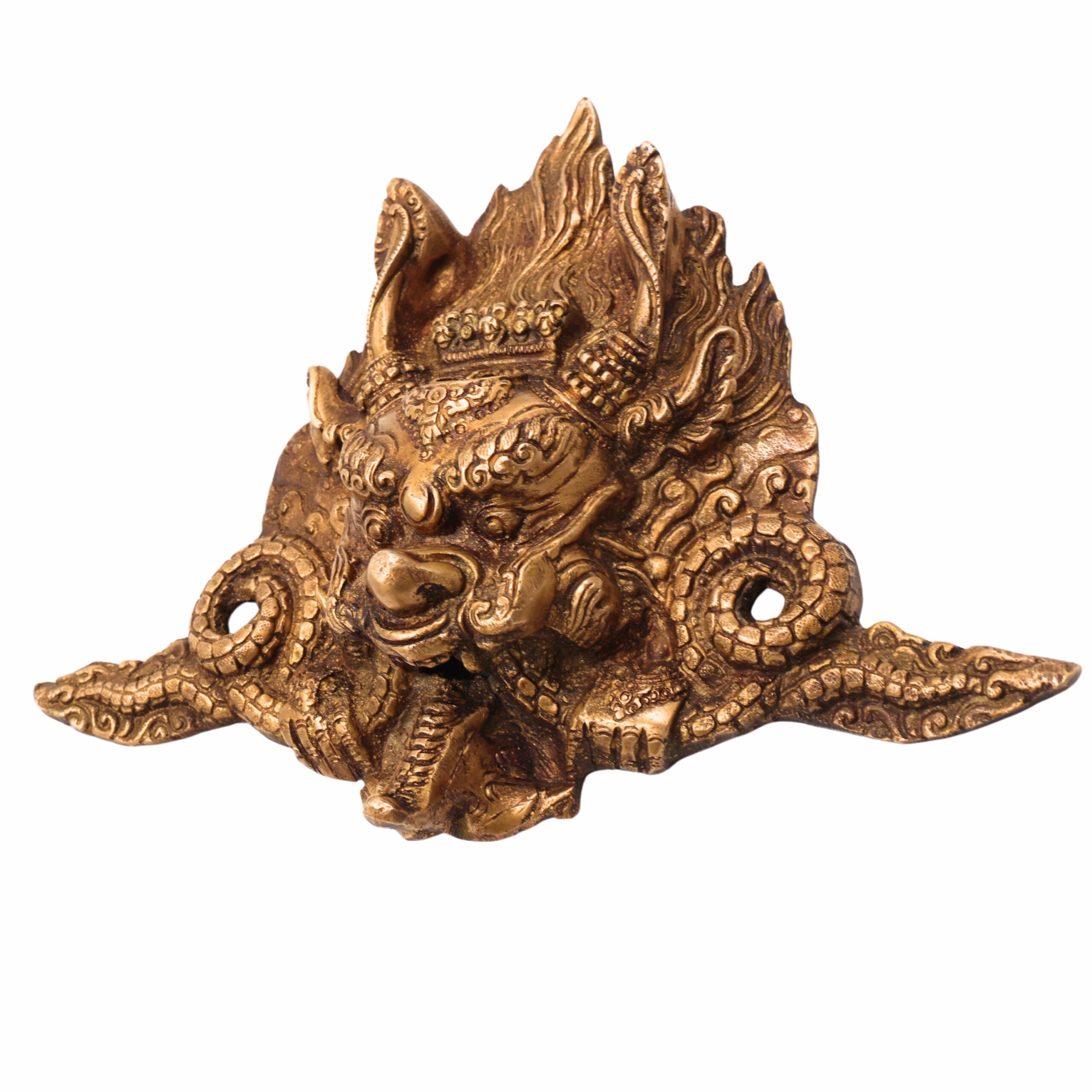 Brass Cheppu Mask Garuda Wall Hanging – Traditional Theyyam Bhoota Kola Face Idol for Home Décor, Pooja & Temple Sculpture,Gold, 7 Inch, 1 Piece