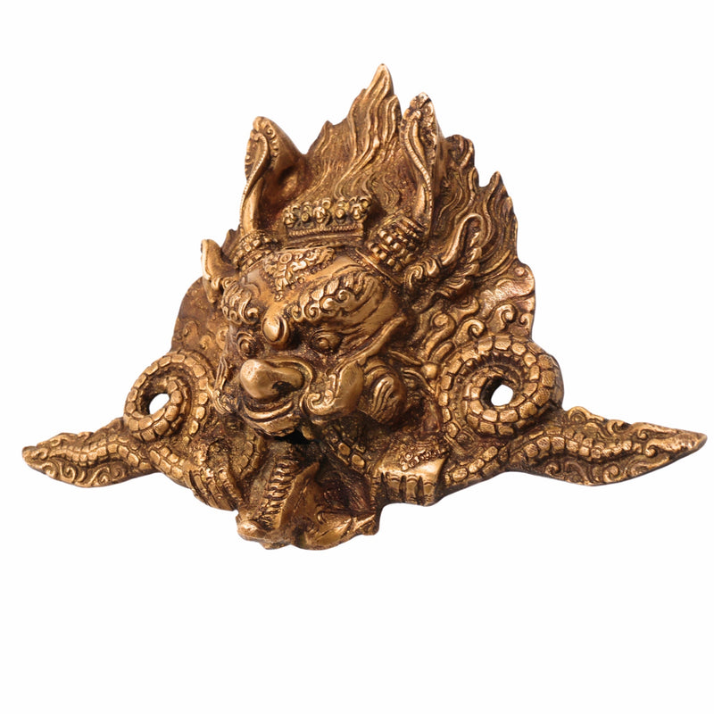 Brass Cheppu Mask Garuda Wall Hanging – Traditional Theyyam Bhoota Kola Face Idol for Home Décor, Pooja & Temple Sculpture,Gold, 7 Inch, 1 Piece