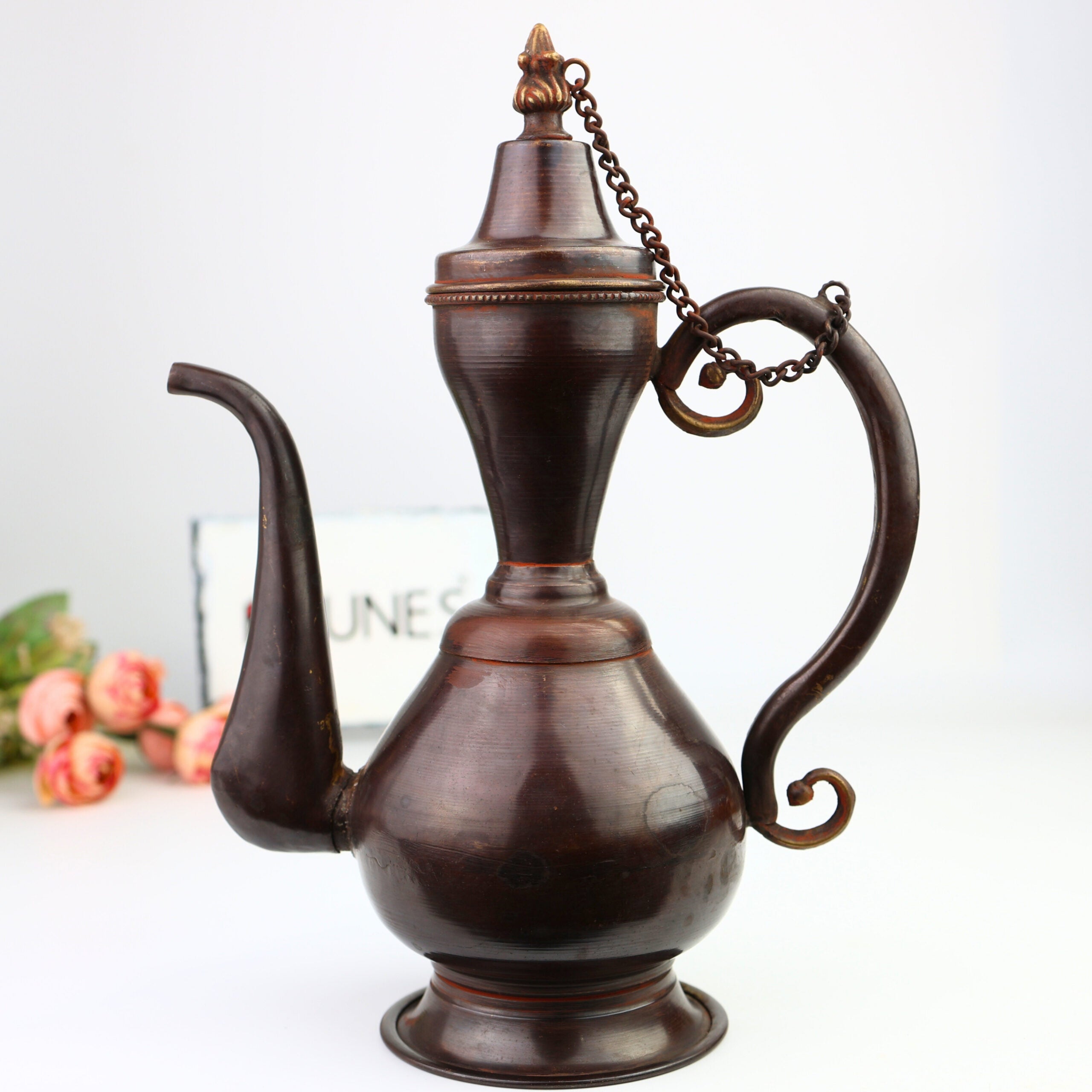 Handcrafted Peetal Brass Kettle Idol – Traditional Indian Surahi | Pital Chai Pot , Decor & Vintage Gifting,Brown, 11 Inch, 1 Piece