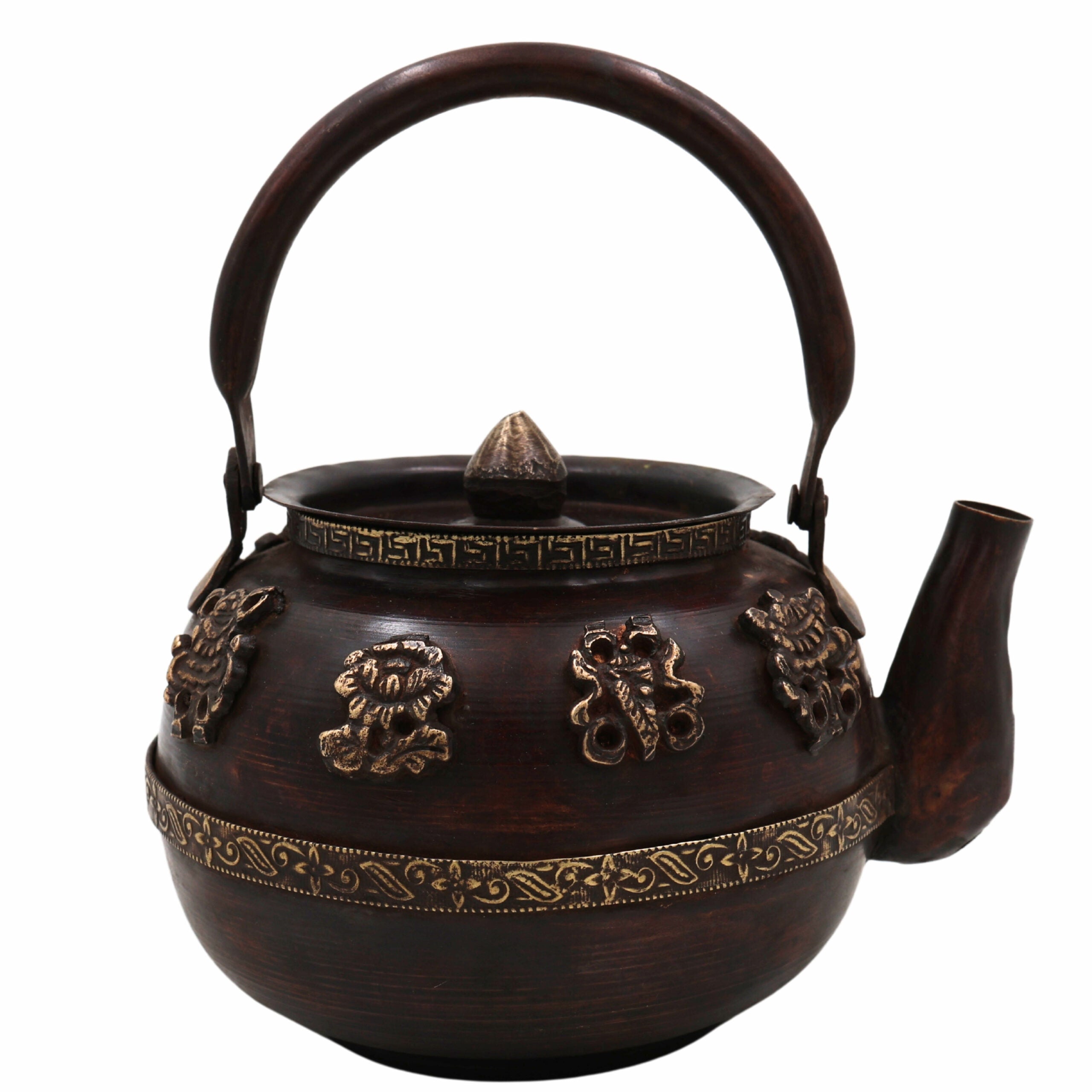 Brass Decorative Kettle 17 cm | Handcrafted Vintage Surahi Style Jug for Home Decor, Table Display & Gifting,Brown, 6.5 Inch, 1 Piece