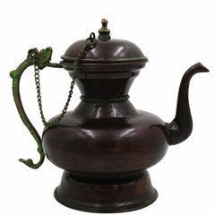 Handcrafted Brass Kettle Idol – Traditional Pital Chai Ketli Murti | Ethnic Tea Pot Moorthi for Pooja, Home Decor & Gifting,Brown, 7 Inch, 1 Piece