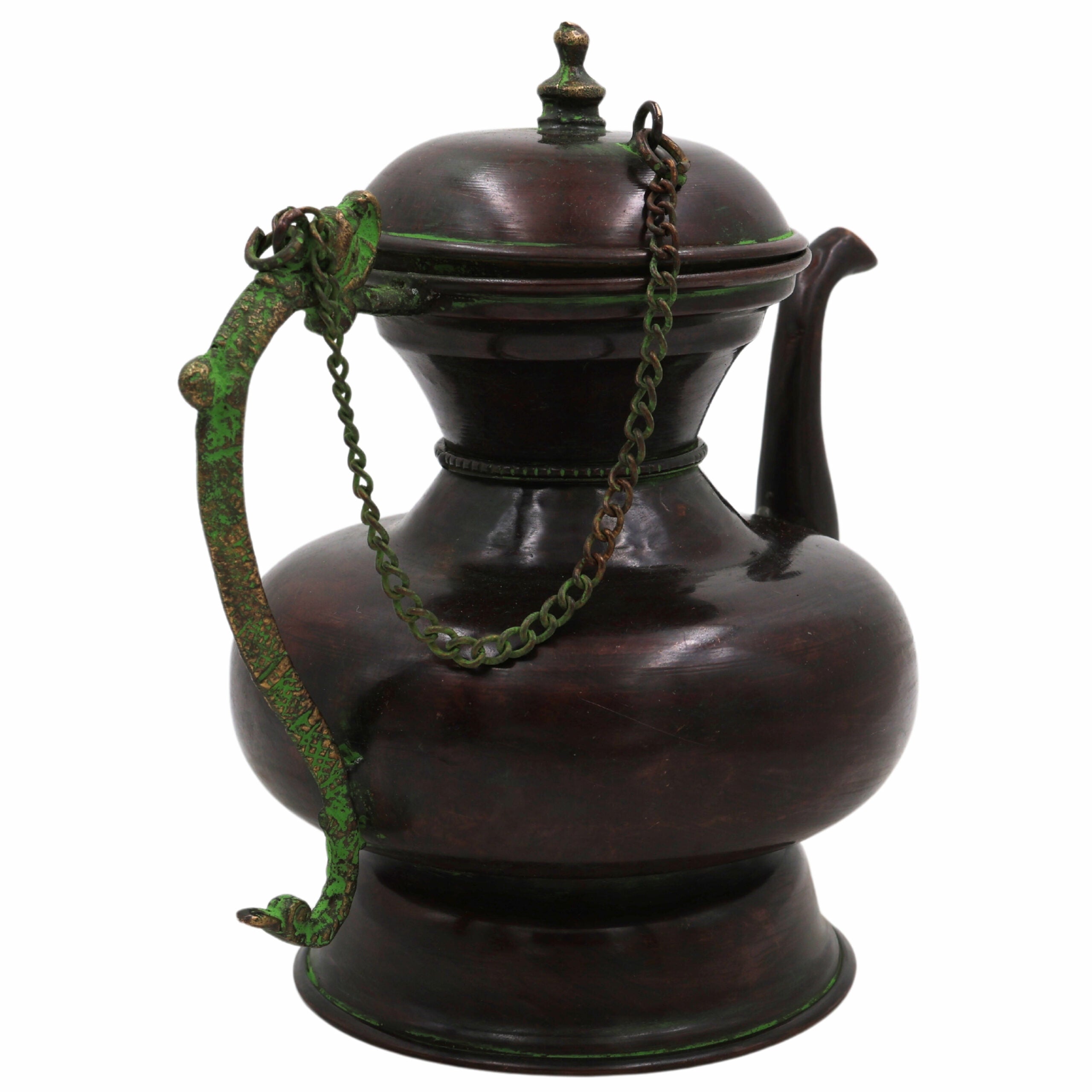 Handcrafted Brass Kettle Idol – Traditional Pital Chai Ketli Murti | Ethnic Tea Pot Moorthi for Pooja, Home Decor & Gifting,Brown, 7 Inch, 1 Piece