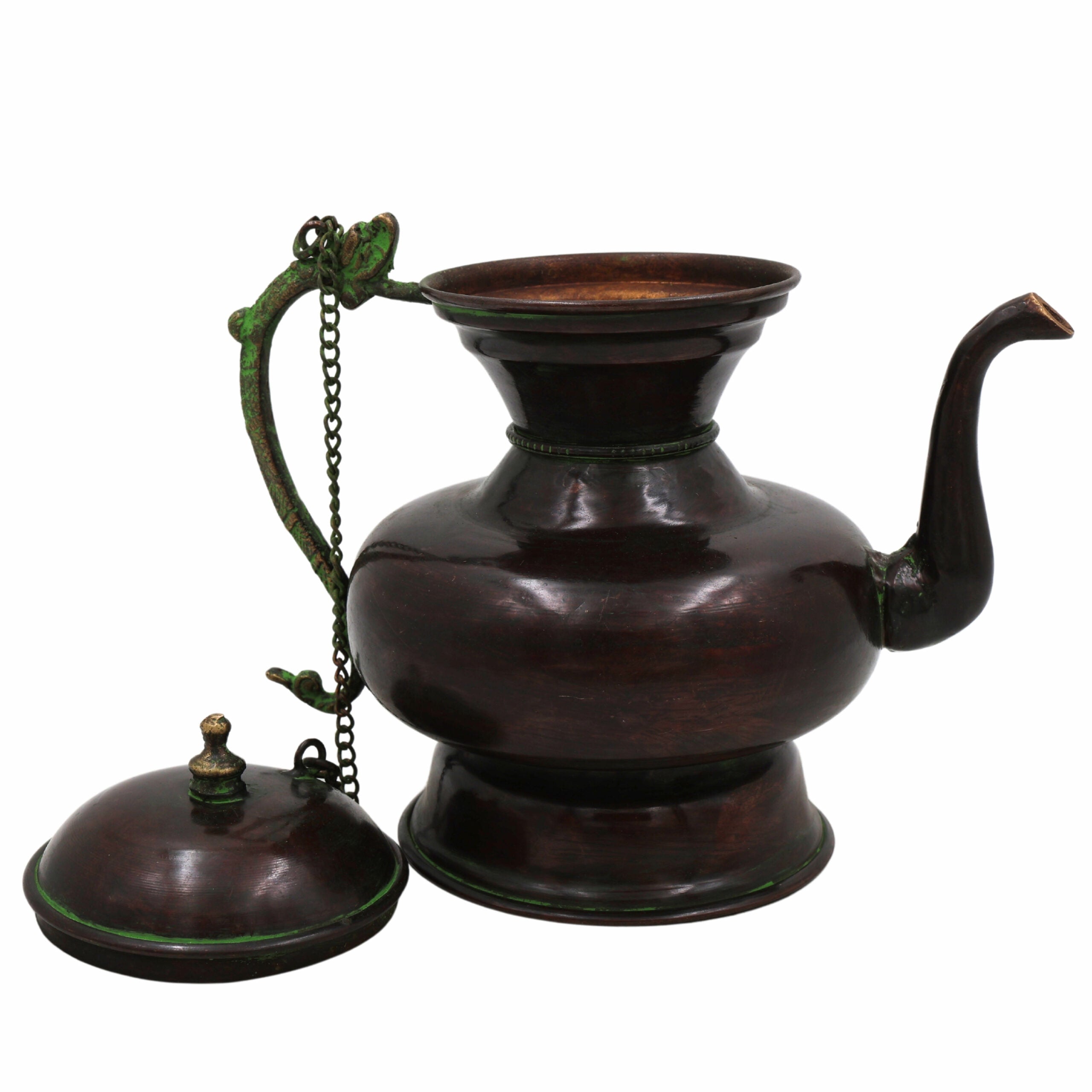 Handcrafted Brass Kettle Idol – Traditional Pital Chai Ketli Murti | Ethnic Tea Pot Moorthi for Pooja, Home Decor & Gifting,Brown, 7 Inch, 1 Piece