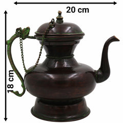 Handcrafted Brass Kettle Idol – Traditional Pital Chai Ketli Murti | Ethnic Tea Pot Moorthi for Pooja, Home Decor & Gifting,Brown, 7 Inch, 1 Piece