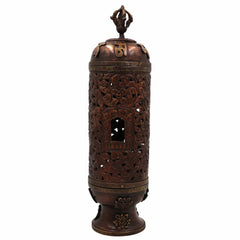 Handcrafted Brass Agarbatti Holder for Pooja, Traditional Dhoop Stand & Incense Burner for Mandir with Moorthi of Lakshmi, Ganesha & Shiva | Pital Dhoop Dani for Home Temple Decor,Brown, 12.5 Inch, 1 Piece