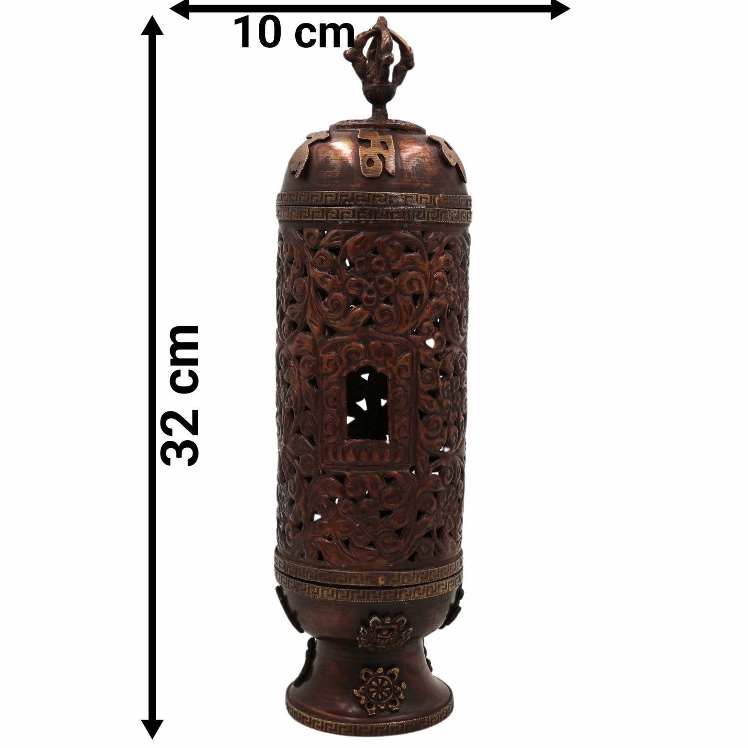 Handcrafted Brass Agarbatti Holder for Pooja, Traditional Dhoop Stand & Incense Burner for Mandir with Moorthi of Lakshmi, Ganesha & Shiva | Pital Dhoop Dani for Home Temple Decor,Brown, 12.5 Inch, 1 Piece