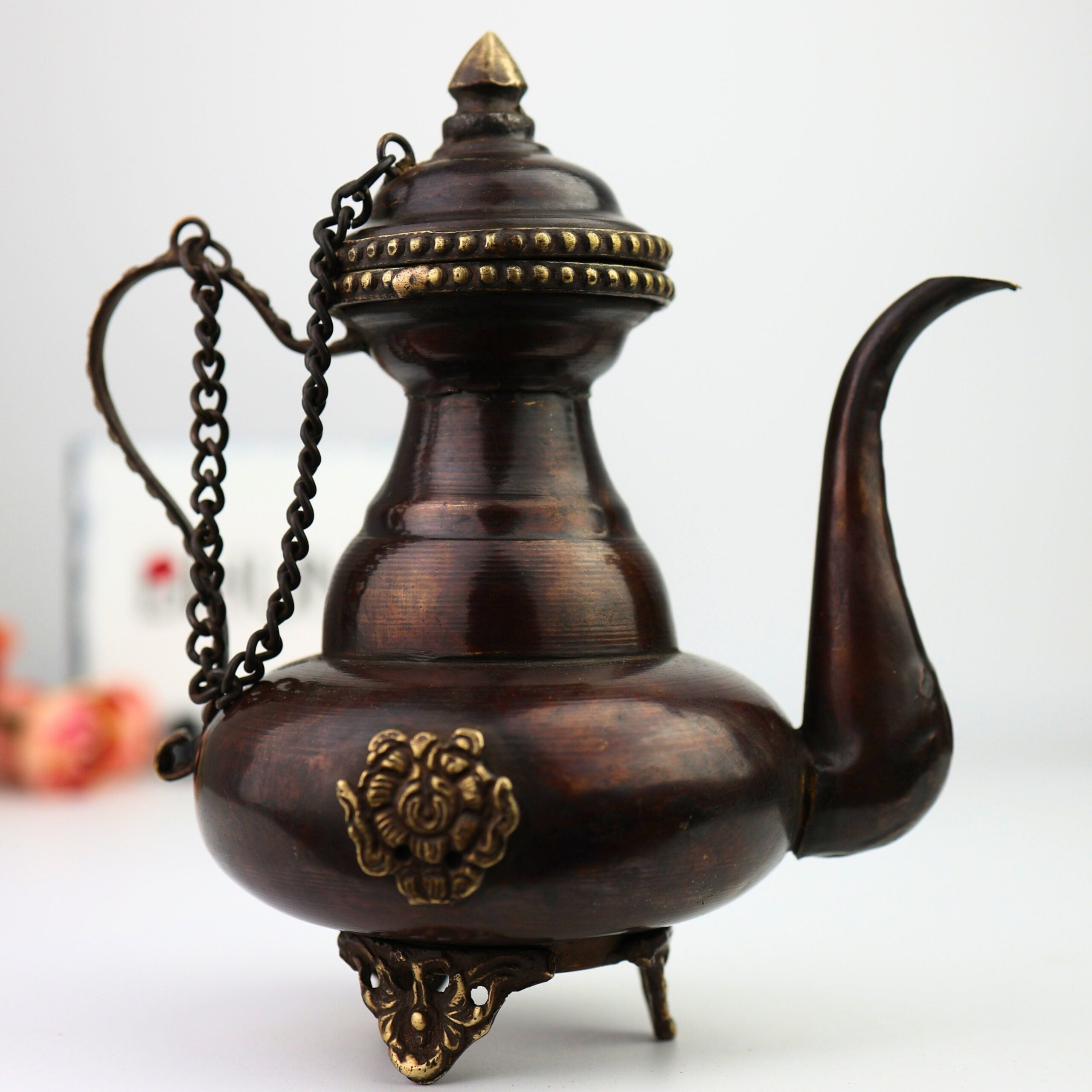 Brass Kettle Idol, Peetal Surahi, Hittale Water Pot, Pital Ewer, Vintage Brass Jug for Home Décor, Pooja & Temple Collectible,Brown, 6 Inch, 1 Piece
