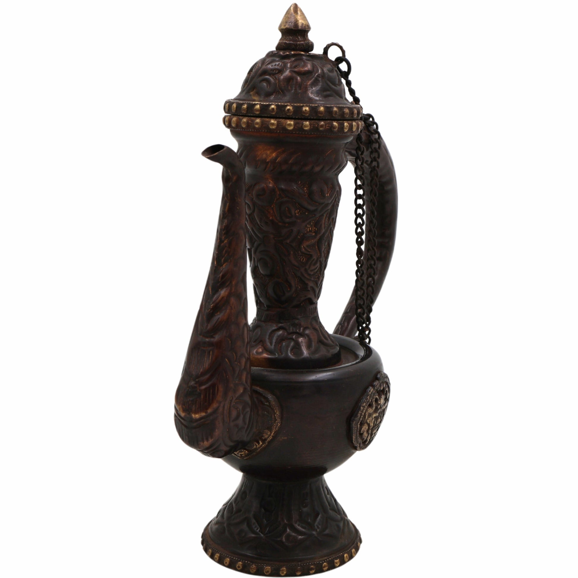 Handcrafted Peetal Brass Kettle Idol – Traditional Indian Pittal Tea Pot for , Decor, & Ethnic Gifts,Brown, 8.5 Inch, 1 Piece
