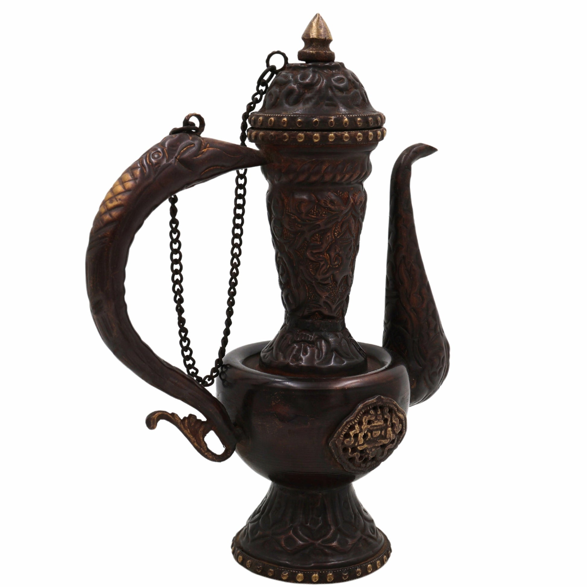Handcrafted Peetal Brass Kettle Idol – Traditional Indian Pittal Tea Pot for , Decor, & Ethnic Gifts,Brown, 8.5 Inch, 1 Piece