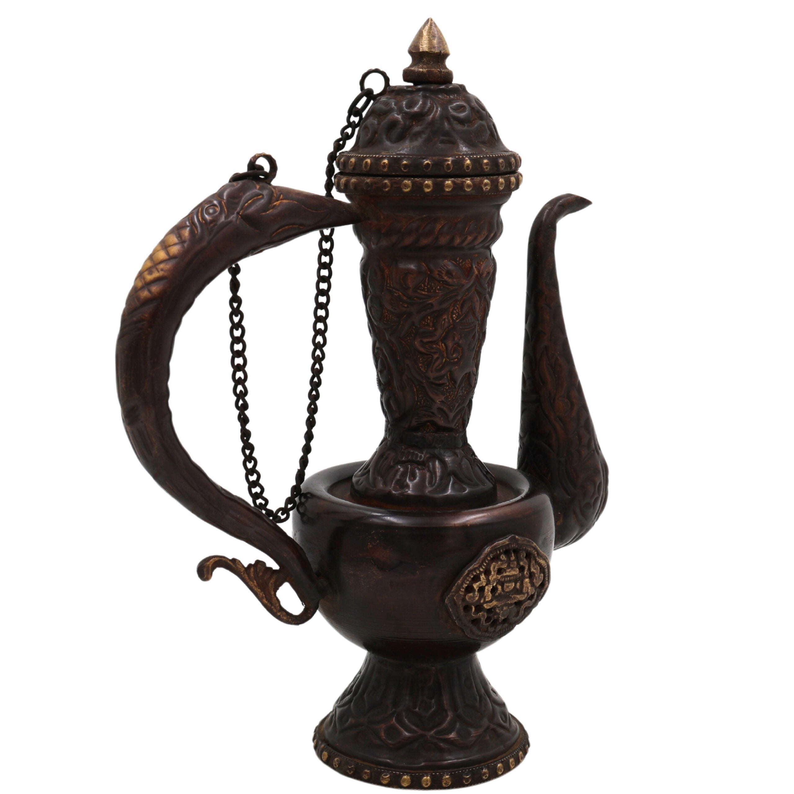 Handcrafted Peetal Brass Kettle Idol – Traditional Indian Pittal Tea Pot for , Decor, & Ethnic Gifts,Brown, 8.5 Inch, 1 Piece