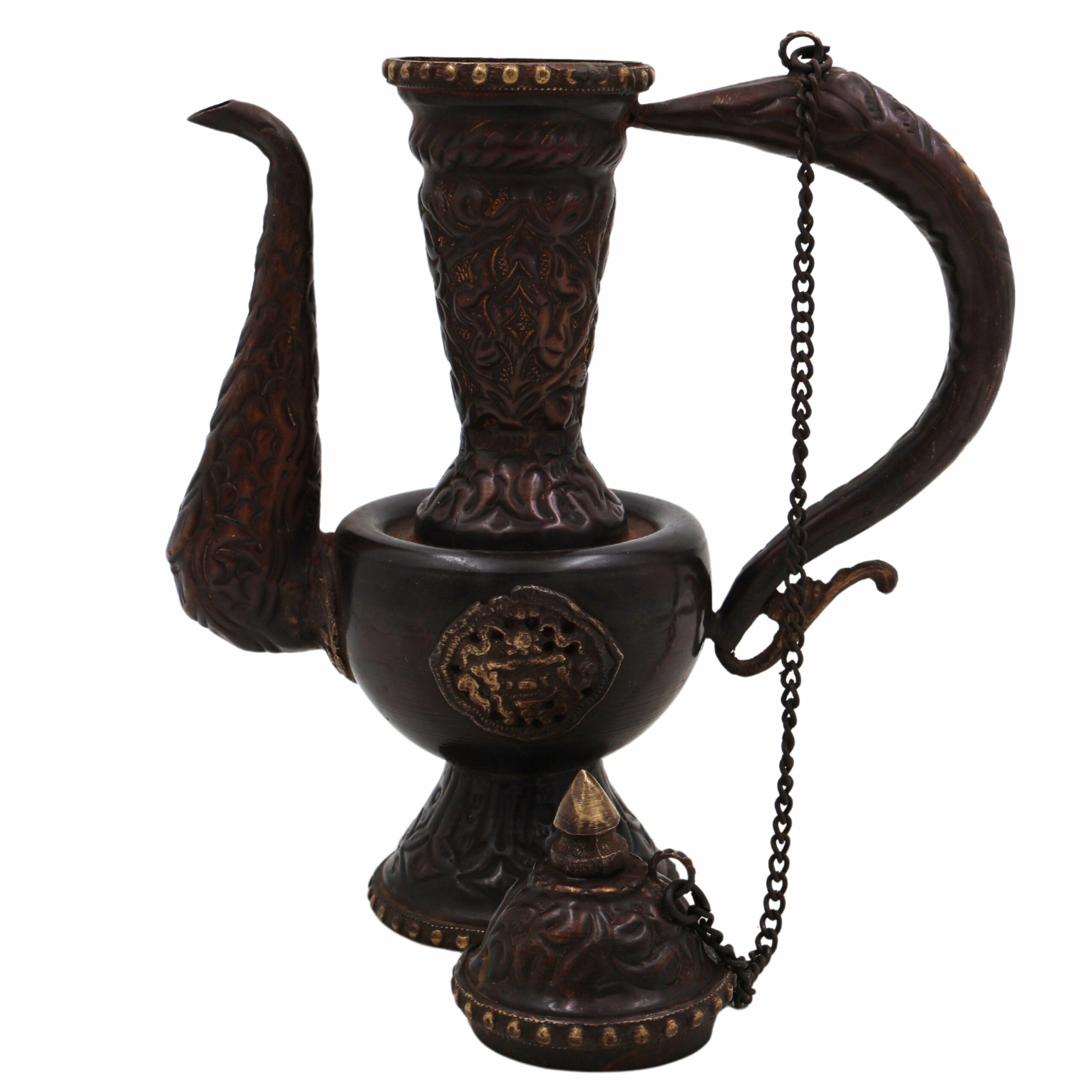Handcrafted Peetal Brass Kettle Idol – Traditional Indian Pittal Tea Pot for , Decor, & Ethnic Gifts,Brown, 8.5 Inch, 1 Piece