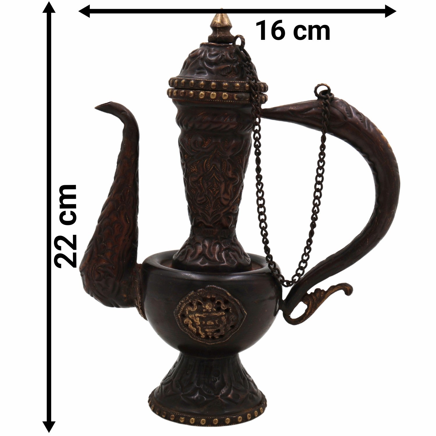 Handcrafted Peetal Brass Kettle Idol – Traditional Indian Pittal Tea Pot for , Decor, & Ethnic Gifts,Brown, 8.5 Inch, 1 Piece