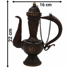 Handcrafted Peetal Brass Kettle Idol – Traditional Indian Pittal Tea Pot for , Decor, & Ethnic Gifts,Brown, 8.5 Inch, 1 Piece