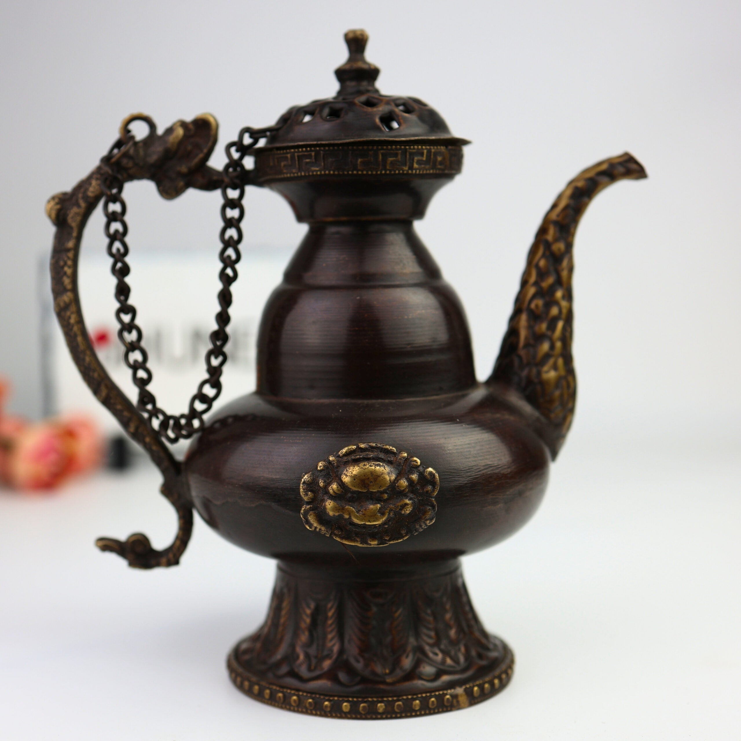 Brass Kettle Idol, Peetal Surahi, Hittale Water Pot, Pital Decorative Jug, Vintage Brass Tea Kettle, Traditional Indian Brass Pot, Handcrafted,Brown, 7 Inch, 1 Piece