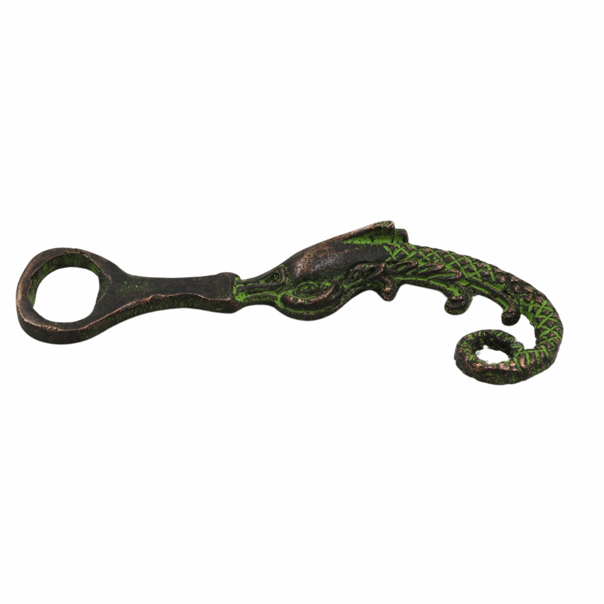 Bhunes Brass Bastar Art Bottle Opener, Tribal Handmande Opener,Green, 4.5 Inch, 1 Piece