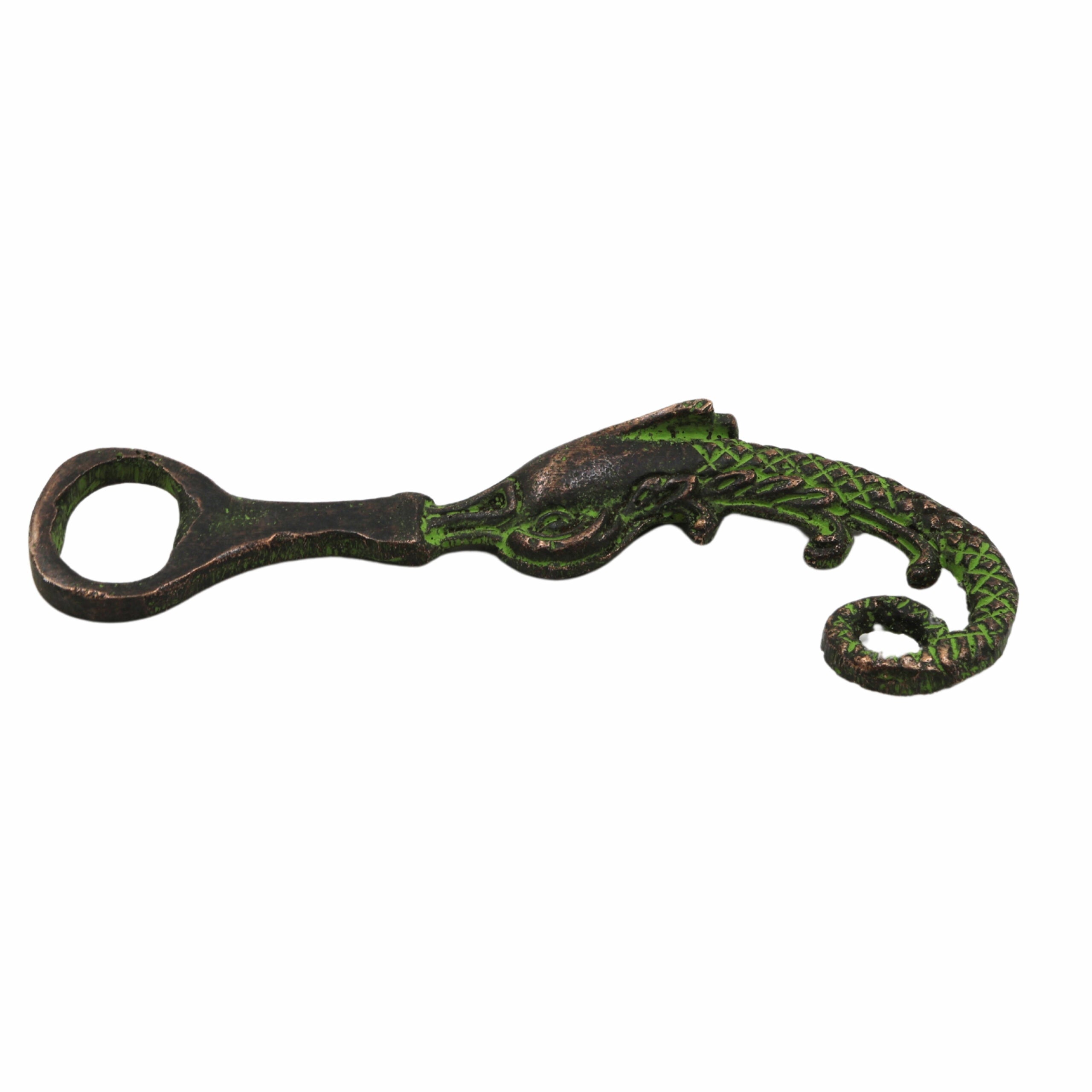 Bhunes Brass Bastar Art Bottle Opener, Tribal Handmande Opener,Green, 4.5 Inch, 1 Piece
