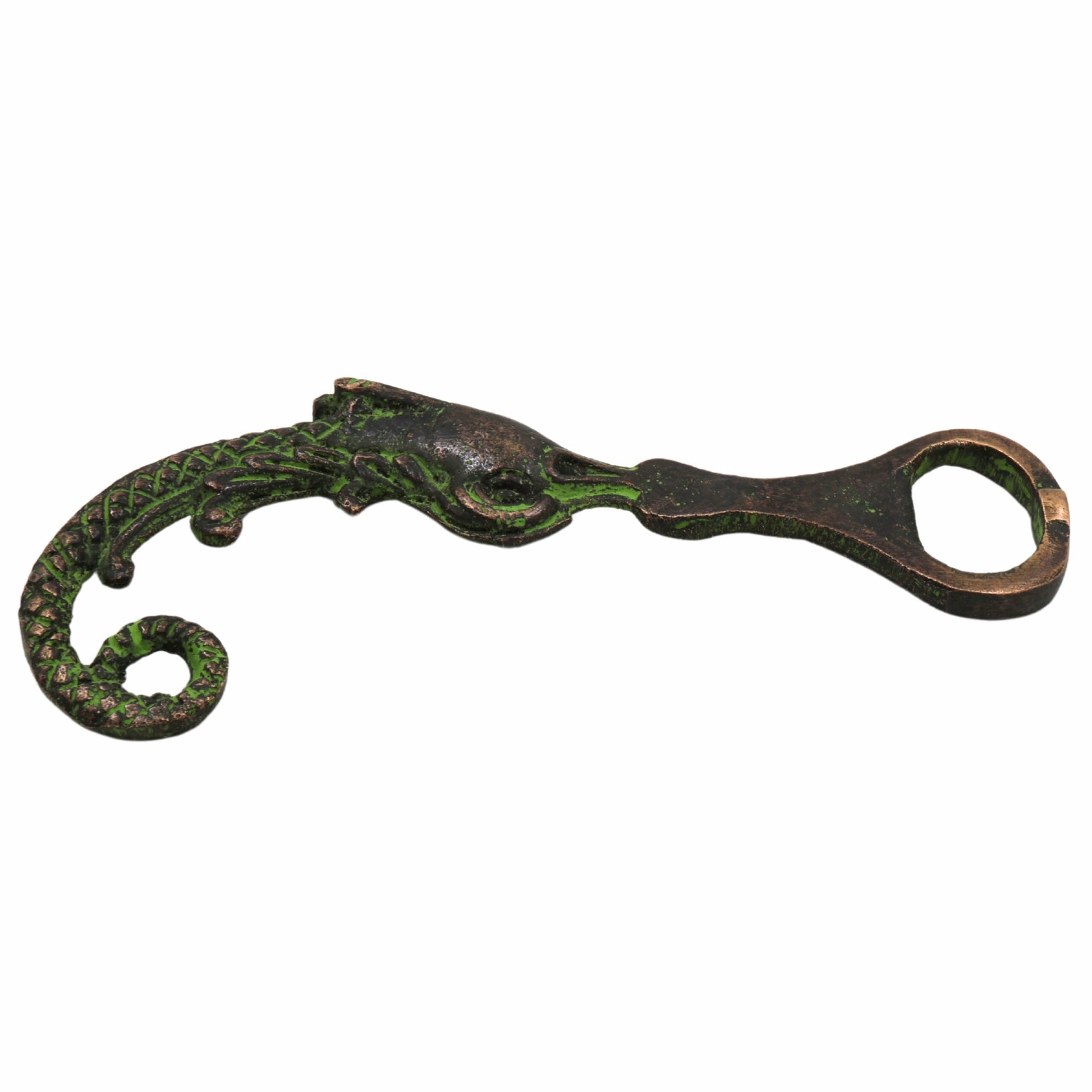 Bhunes Brass Bastar Art Bottle Opener, Tribal Handmande Opener,Green, 4.5 Inch, 1 Piece